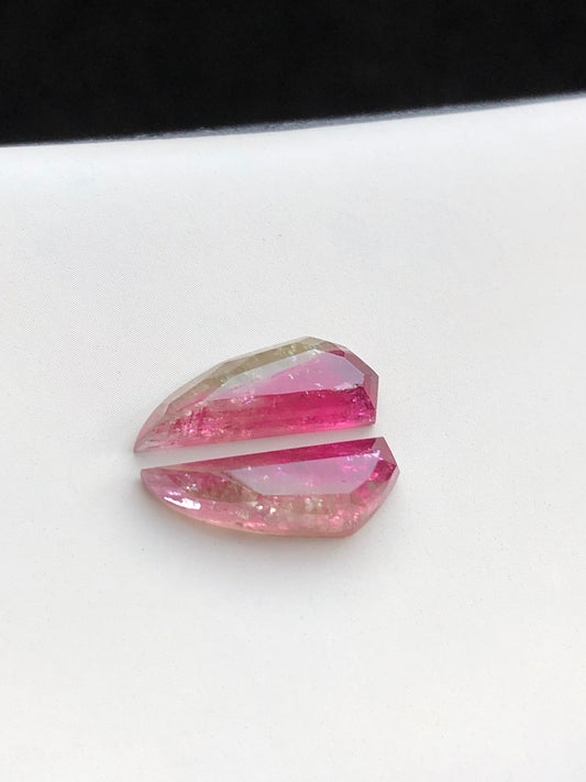 Bi colour tourmaline pair flat back 10.50 carats