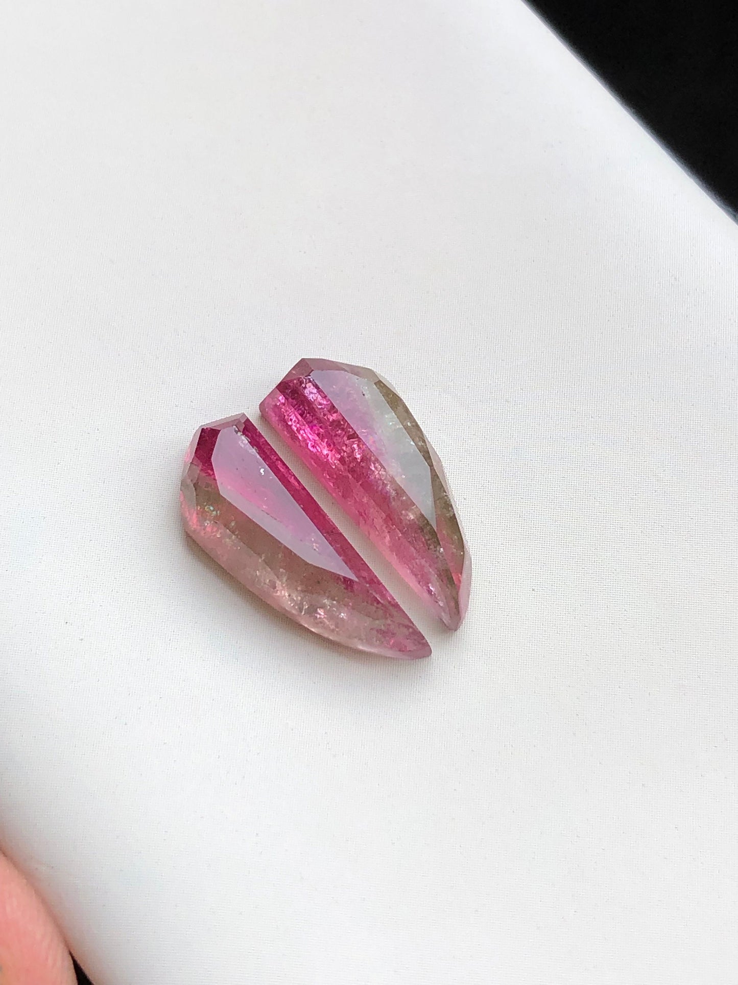 Bi colour tourmaline pair flat back 10.50 carats