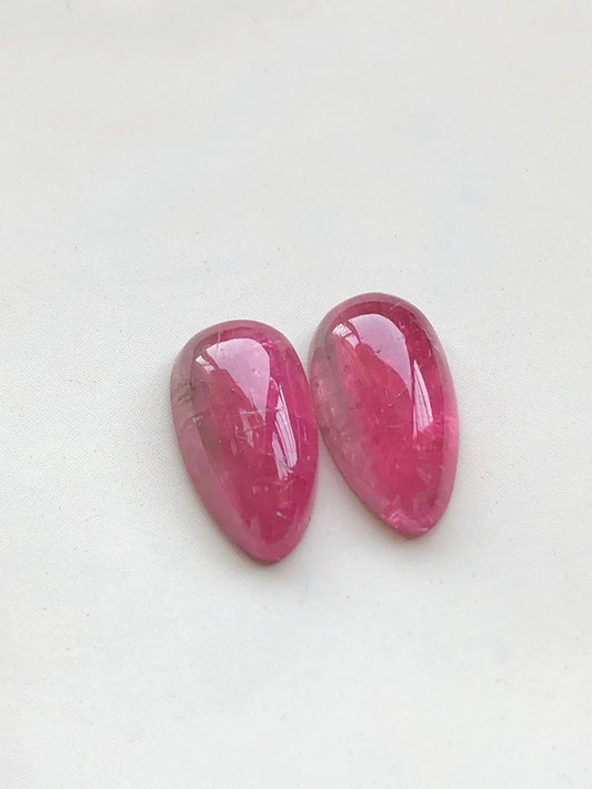 Pink tourmaline cabochon pair 14.40 natural origin Afghanistan perfect for earrings