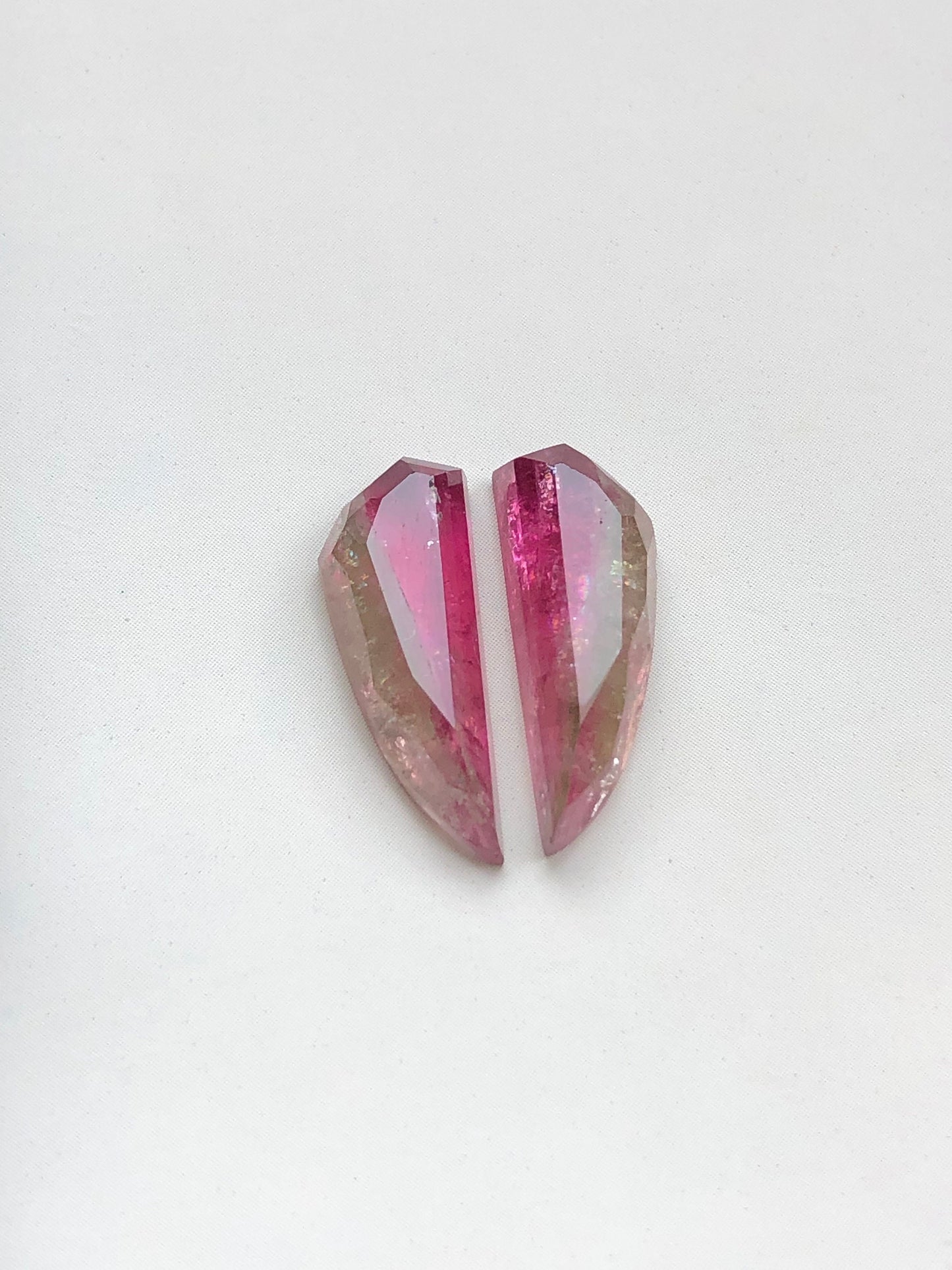 Bi colour tourmaline pair flat back 10.50 carats