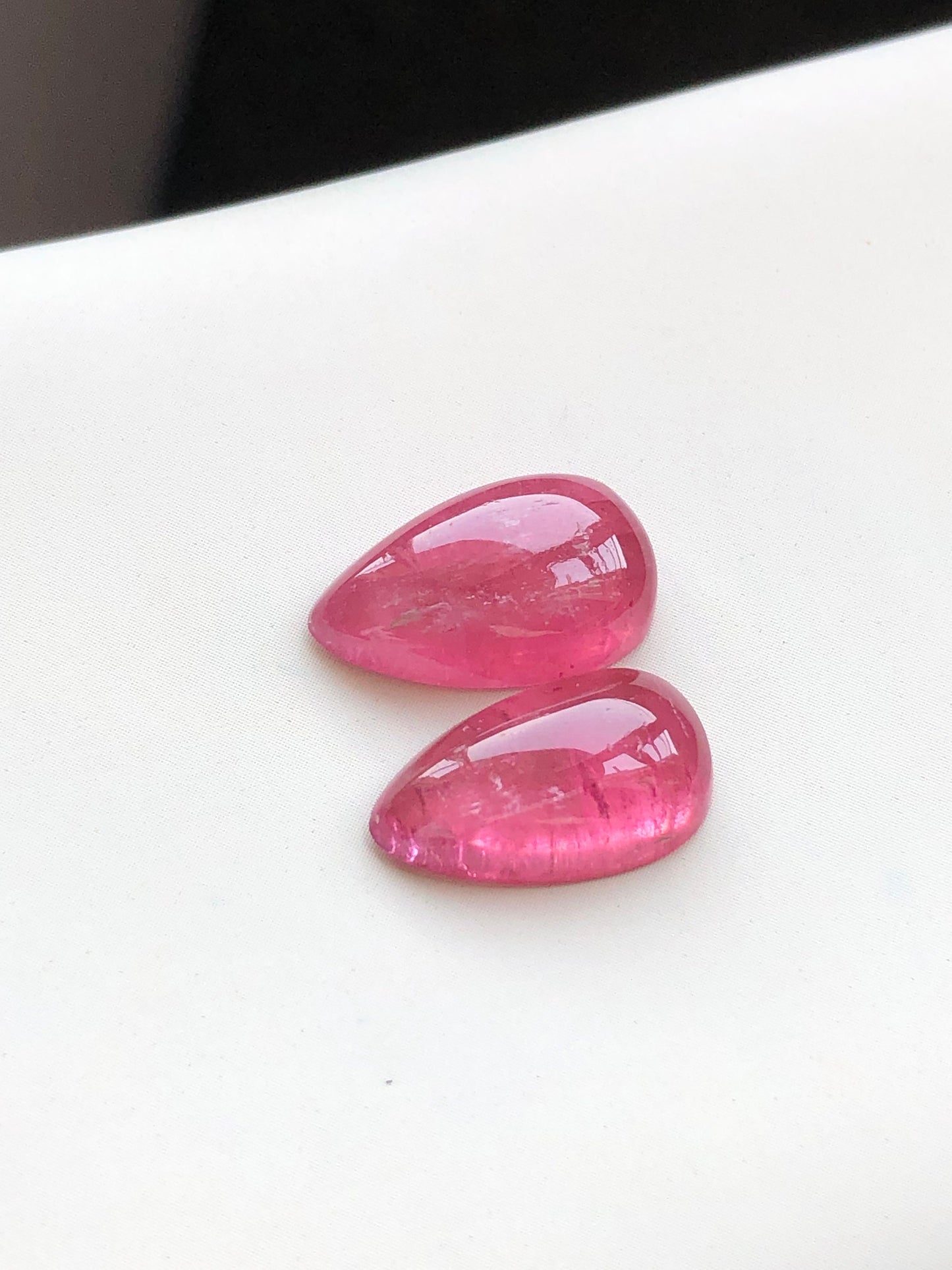 pink drop shape tourmaline cabochon pair 11.20 carats perfect for earrings natural gemstone flat back,tourmaline earrings, necklace,gift