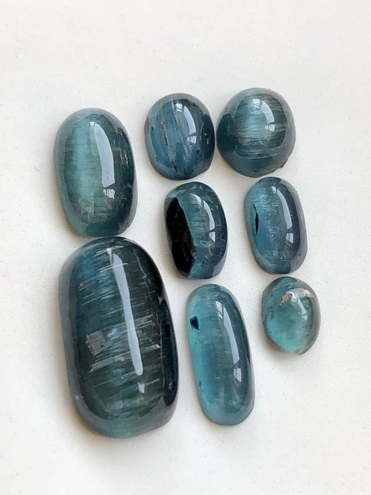 blue cats eye tourmaline cabochon lot