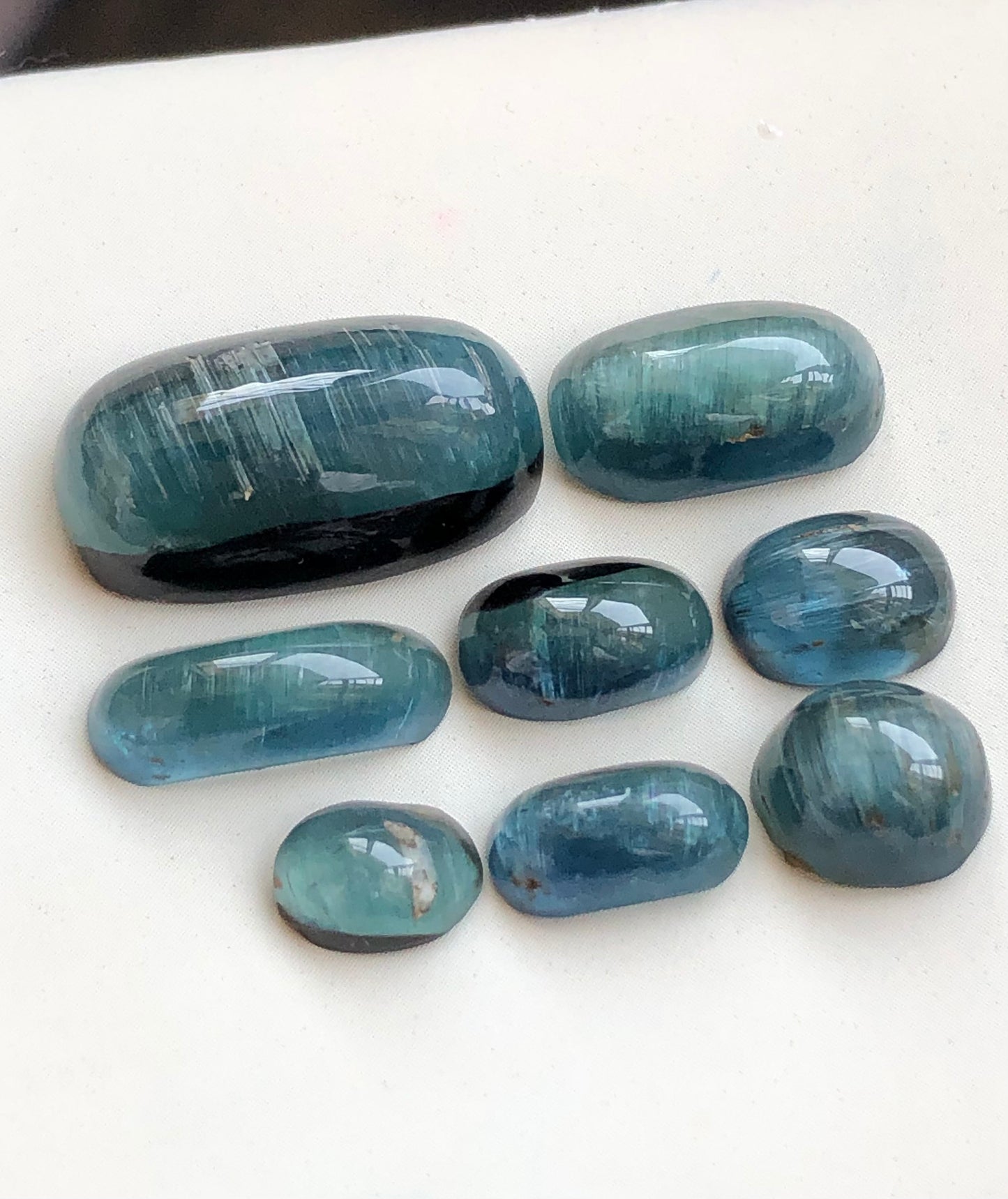 blue cats eye tourmaline cabochon lot