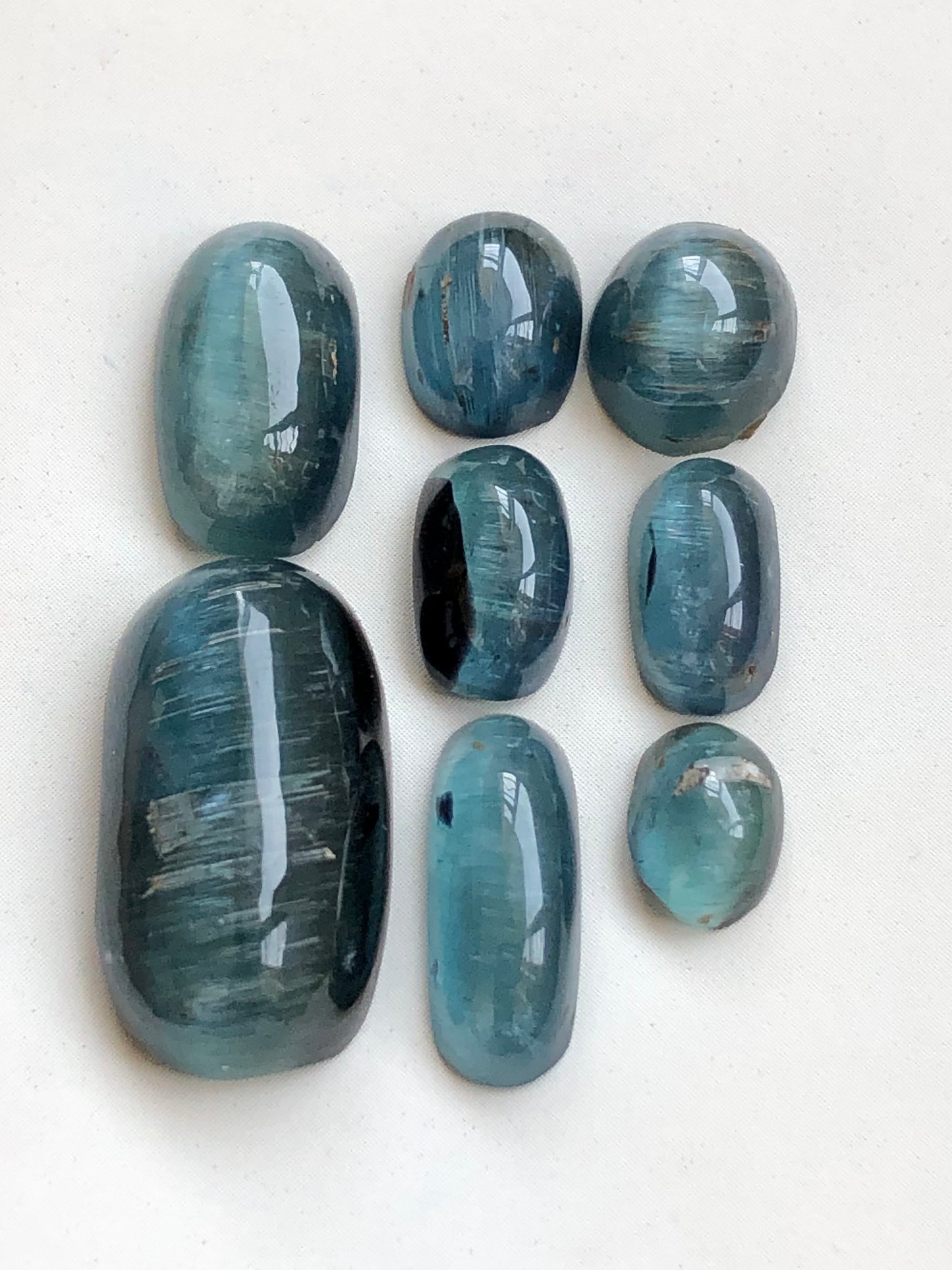 blue cats eye tourmaline cabochon lot