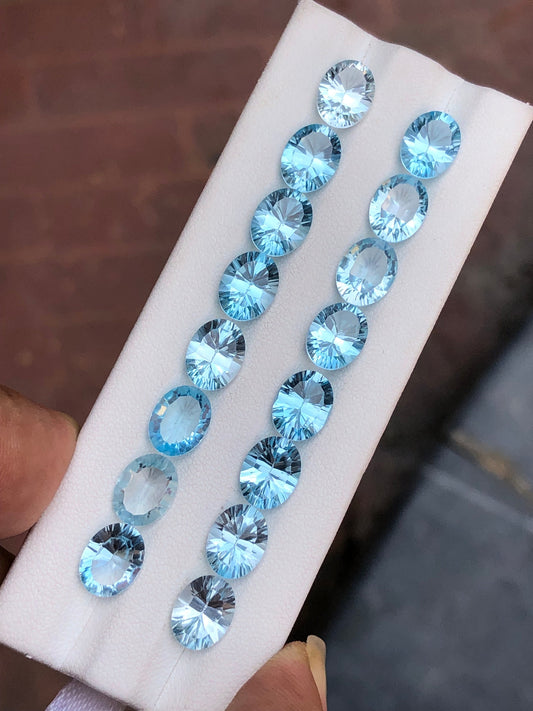 34 carats oval shape natural top quality Swiss blue topaz available.jewellery,Swiss topaz earrings,Swiss topaz pair,Swiss topaz ring