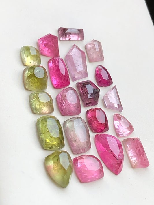 tourmaline rose cuts mix colours 28.30 carats flat back available for jewellery