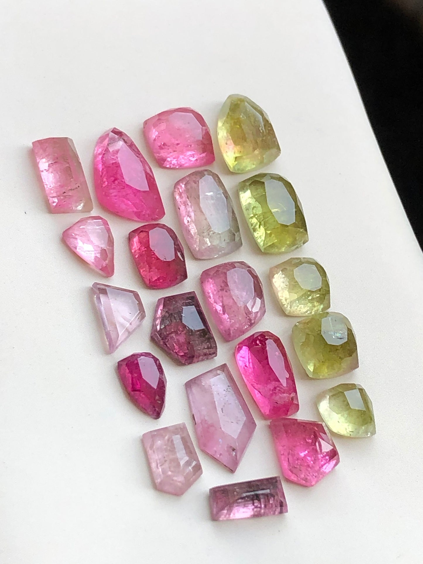 tourmaline rose cuts mix colours 28.30 carats flat back available for jewellery