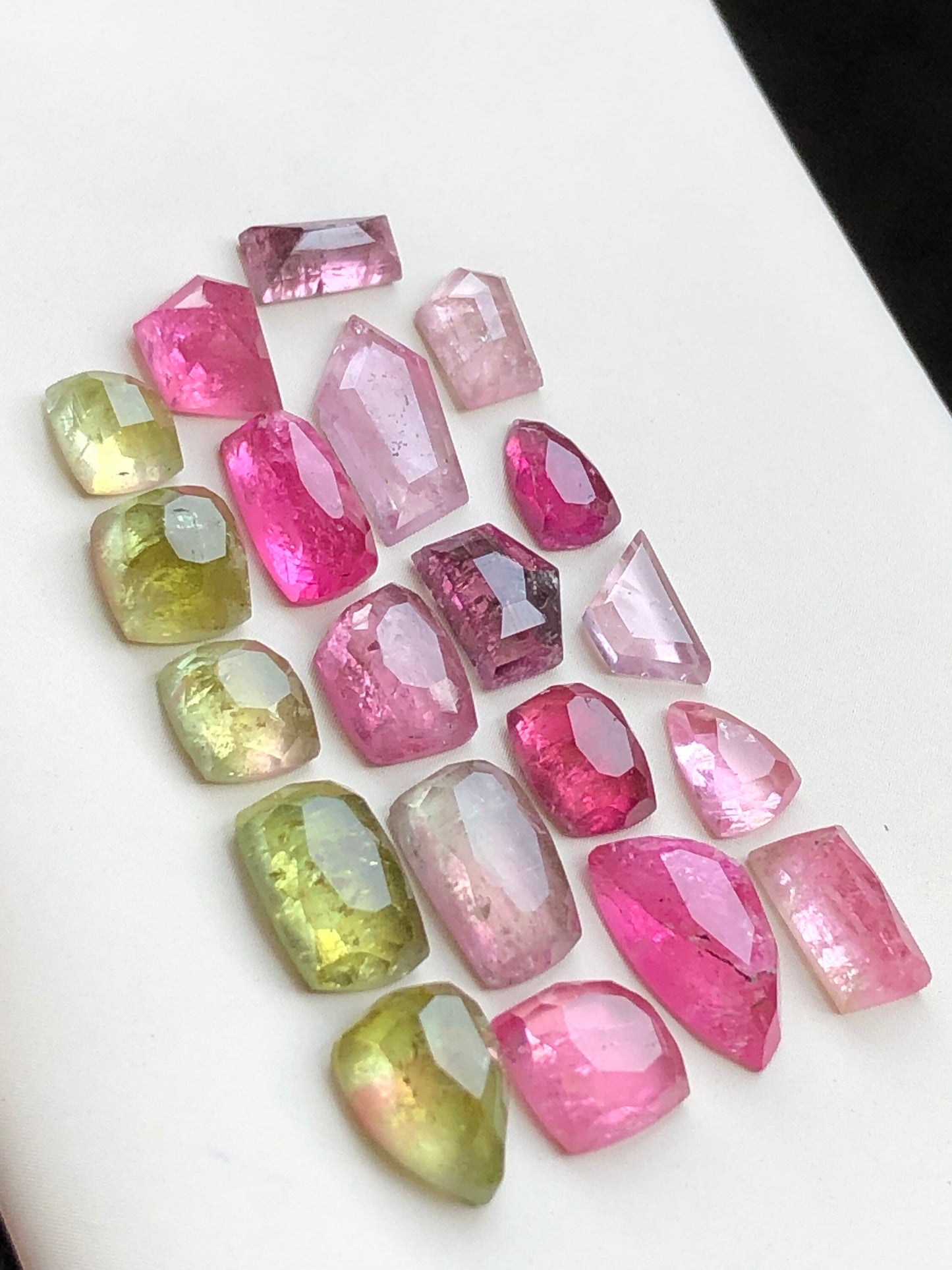 tourmaline rose cuts mix colours 28.30 carats flat back available for jewellery