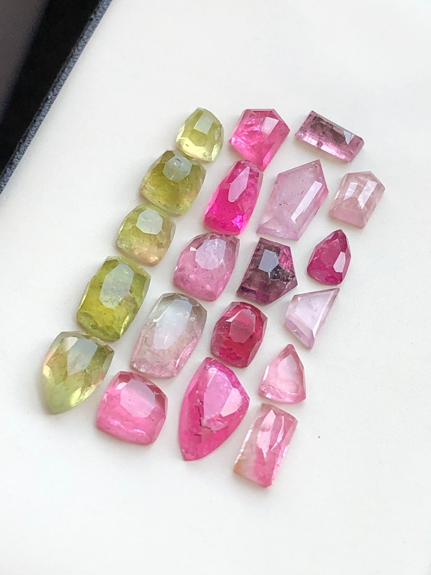 tourmaline rose cuts mix colours 28.30 carats flat back available for jewellery