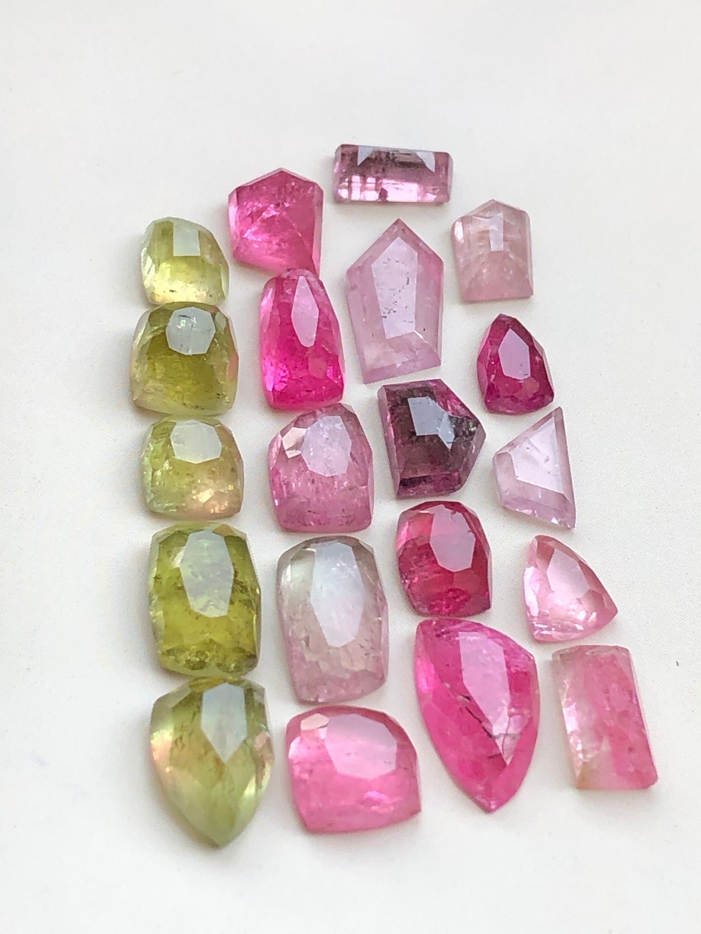 tourmaline rose cuts mix colours 28.30 carats flat back available for jewellery