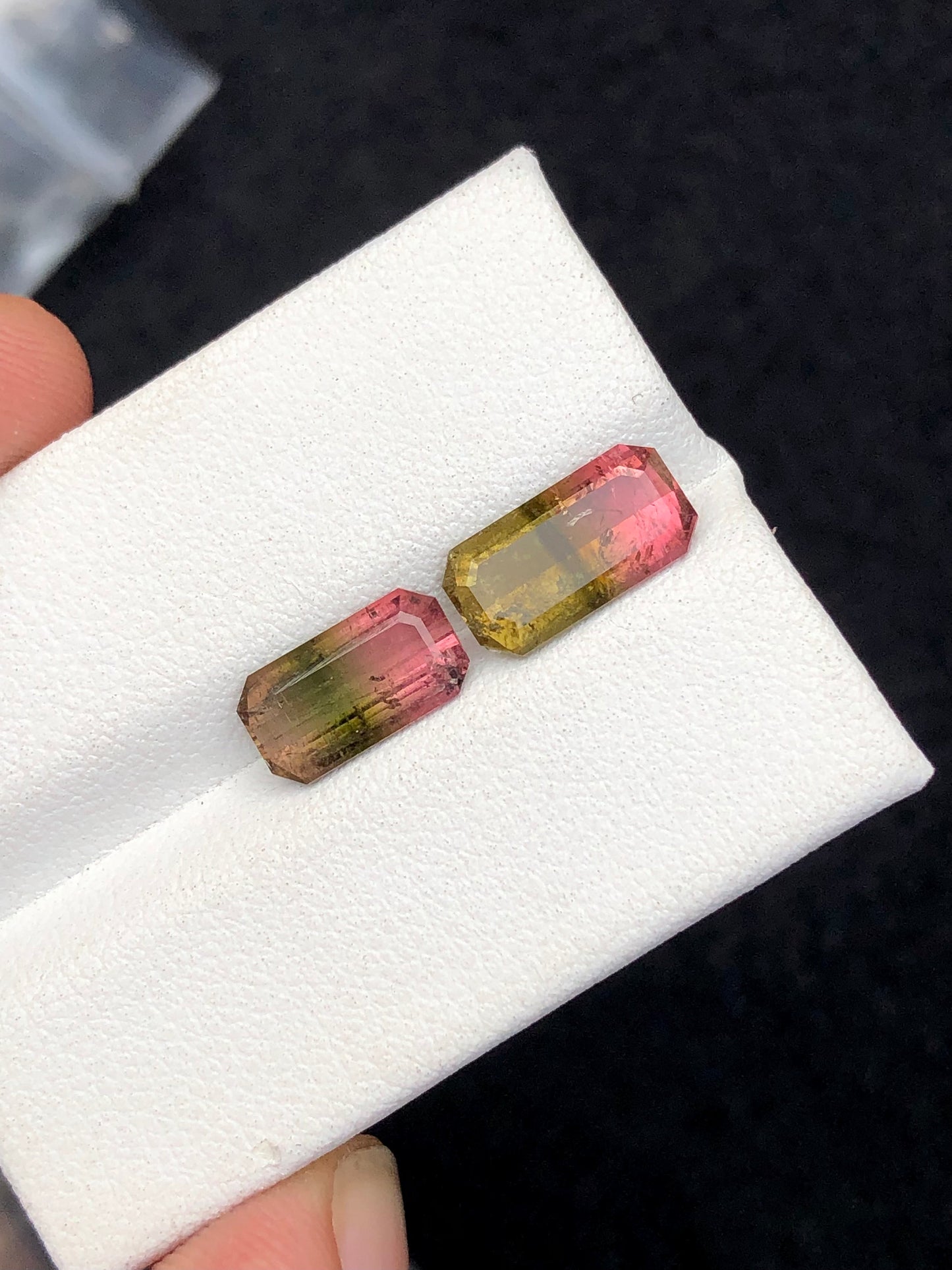 3.75 carats gorgeous bi colour tourmalines origin Afghanistan perfect for earrings