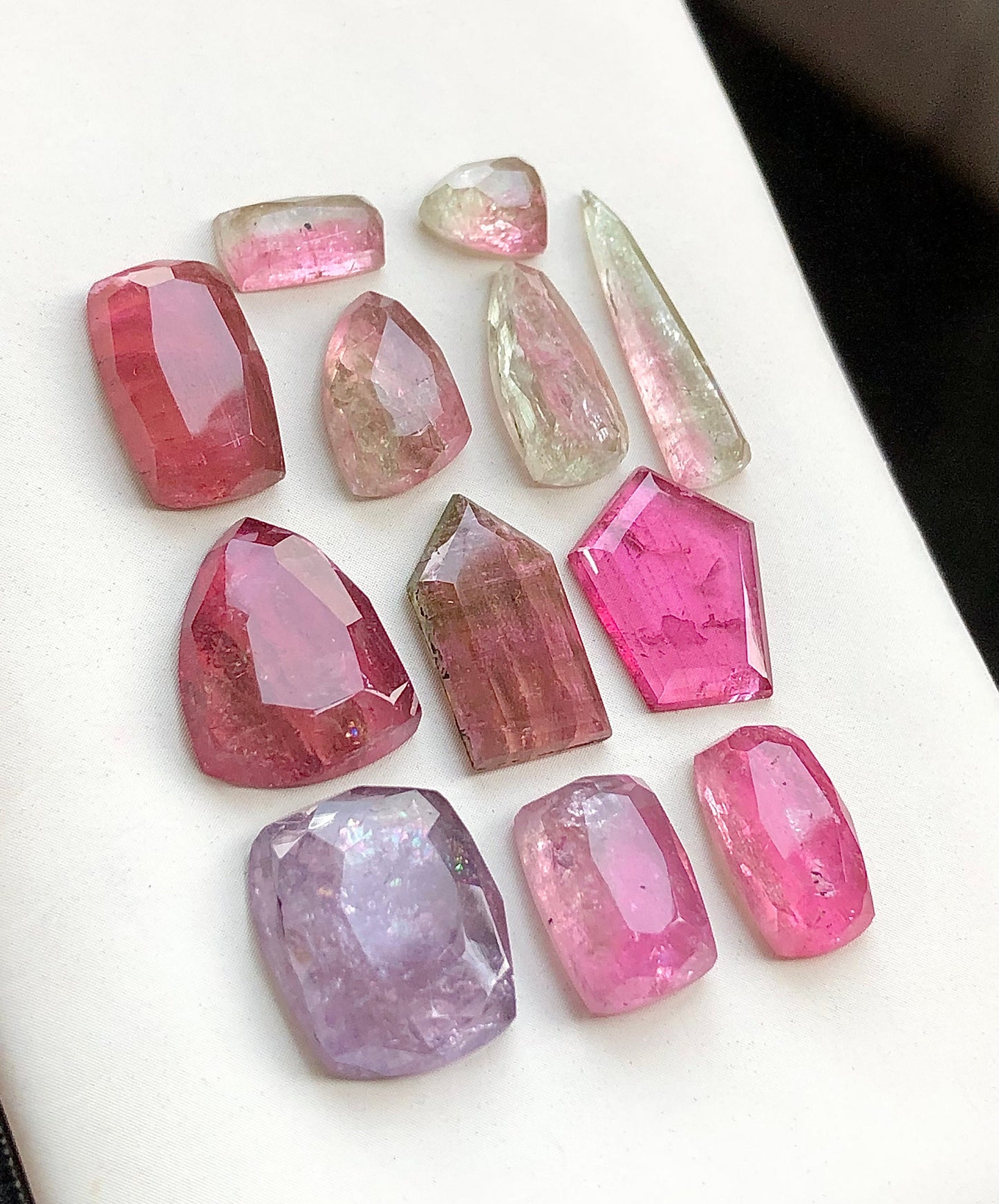 Multi tourmaline rose cuts 43 carats flat back natural