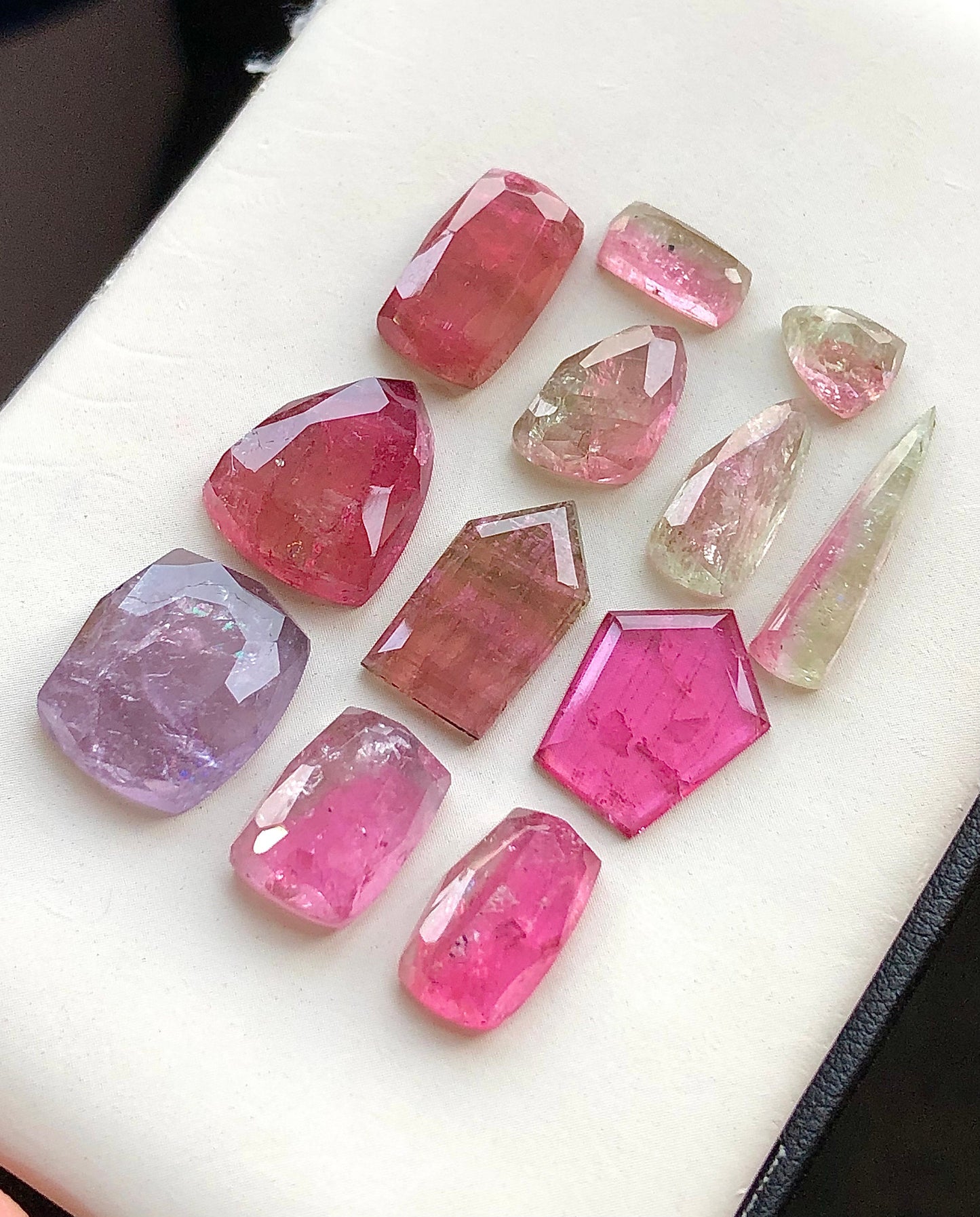 Multi tourmaline rose cuts 43 carats flat back natural