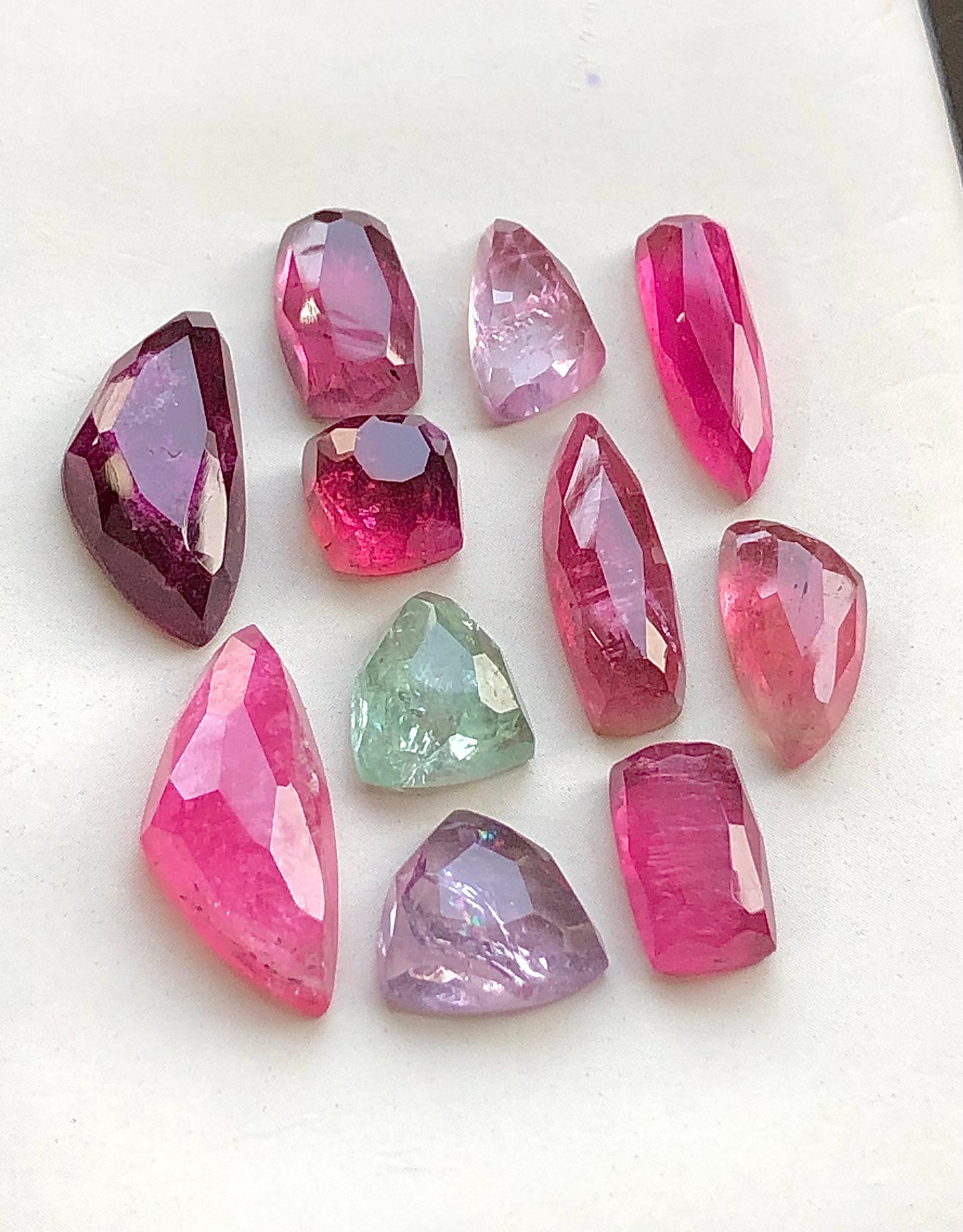 Multi tourmaline rose cuts 43 carats flat back natural