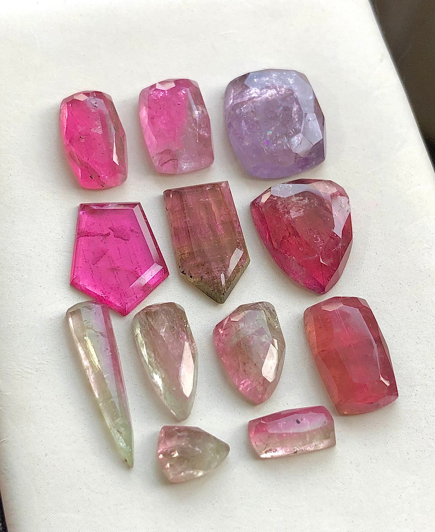 Multi tourmaline rose cuts 43 carats flat back natural