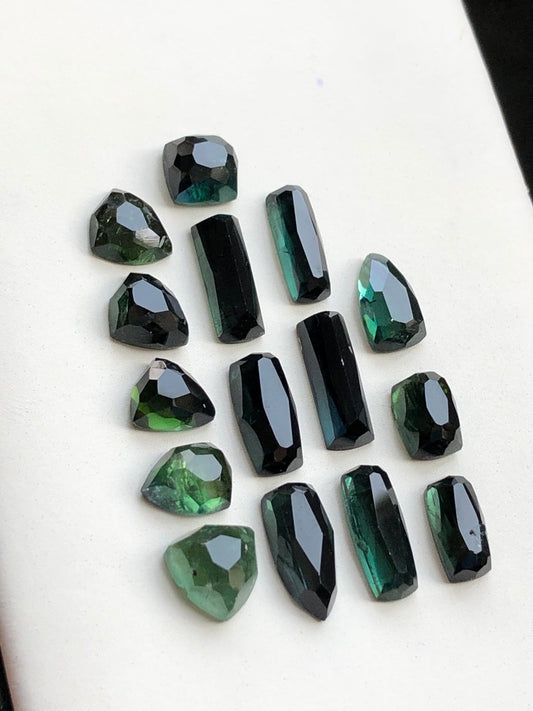 Dark green tourmaline rose cuts 27.70 carats natural from Afghanistan flat back