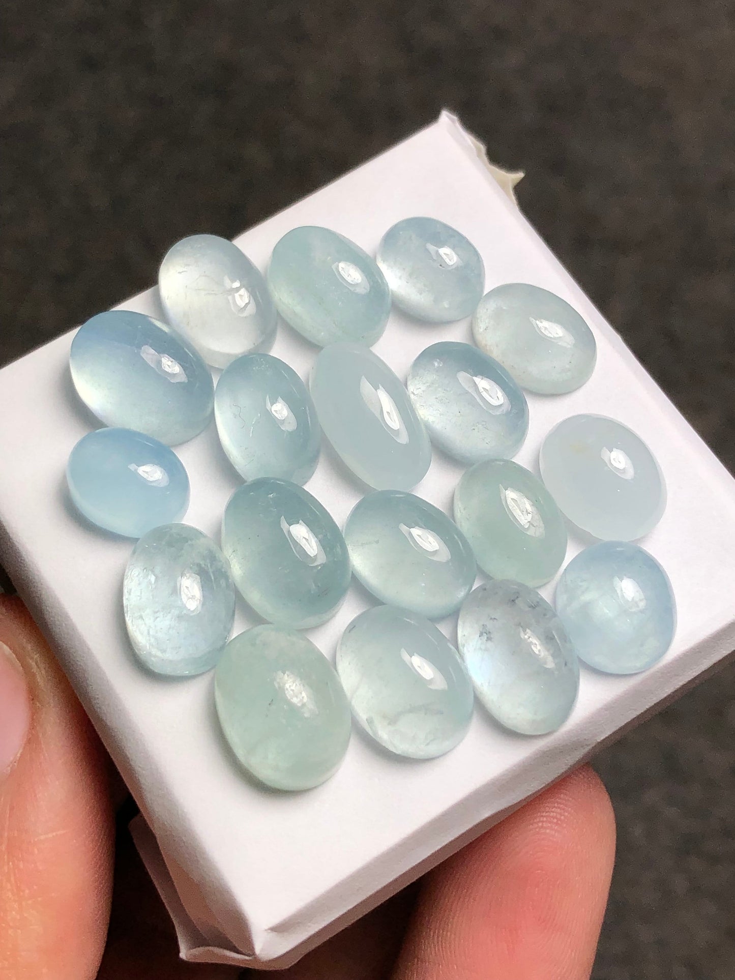 Natural aquamarine cabochons 70 carats Oval shapes 10mm to 16mm