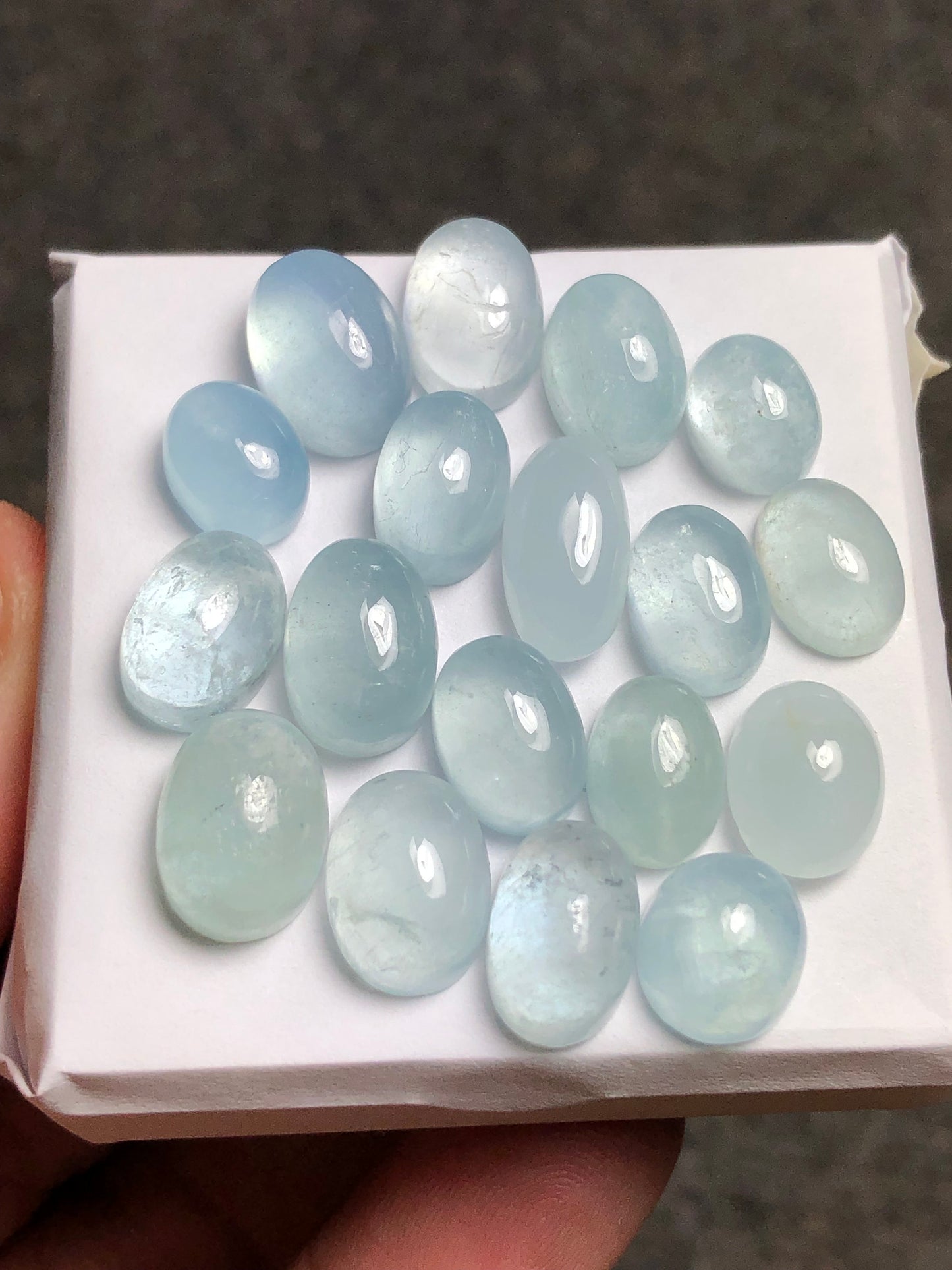 Natural aquamarine cabochons 70 carats Oval shapes 10mm to 16mm