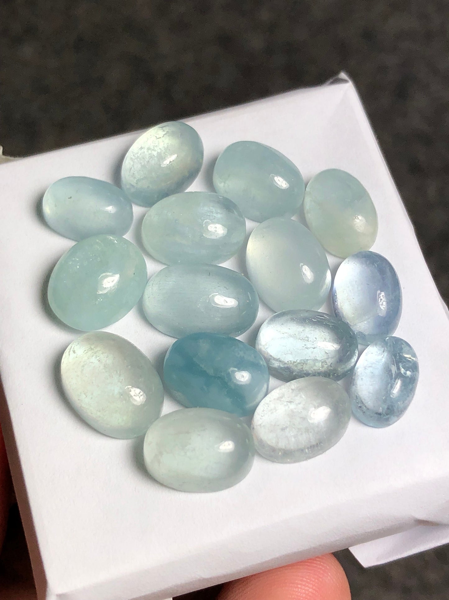 Natural aquamarine cabochons 59.50 carats oval shapes