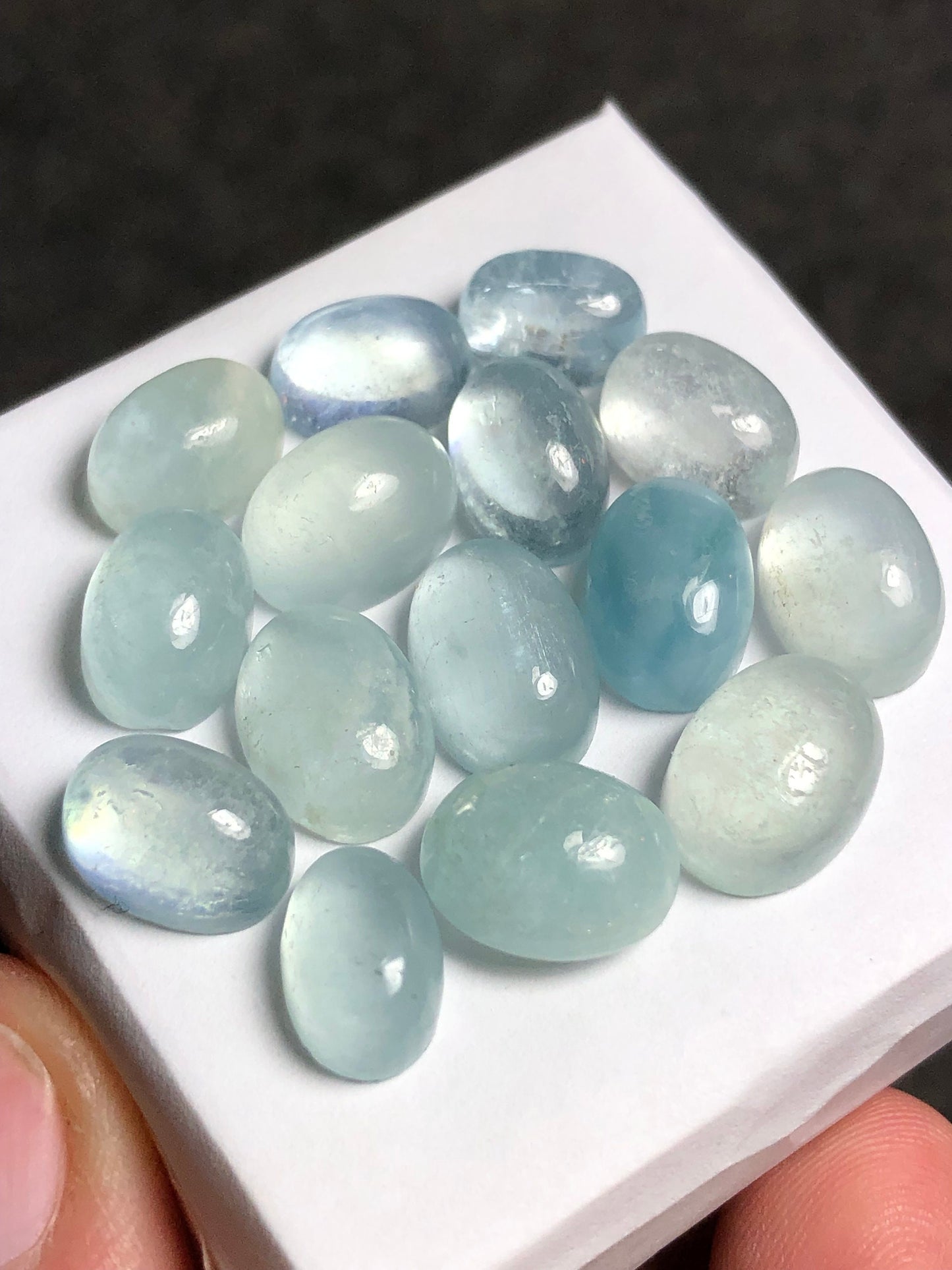 Natural aquamarine cabochons 59.50 carats oval shapes