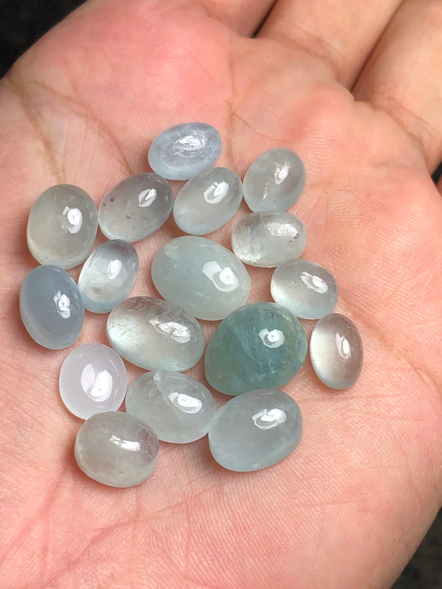 Natural aquamarine cabochons 72 carats oval shaped