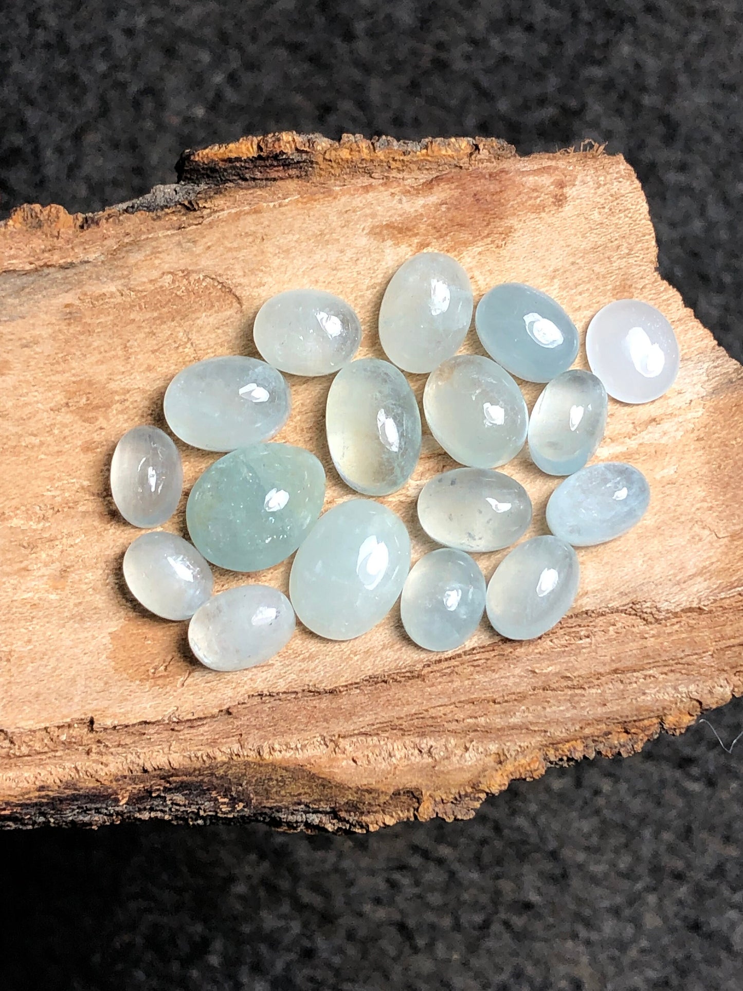 Natural aquamarine cabochons 72 carats oval shaped