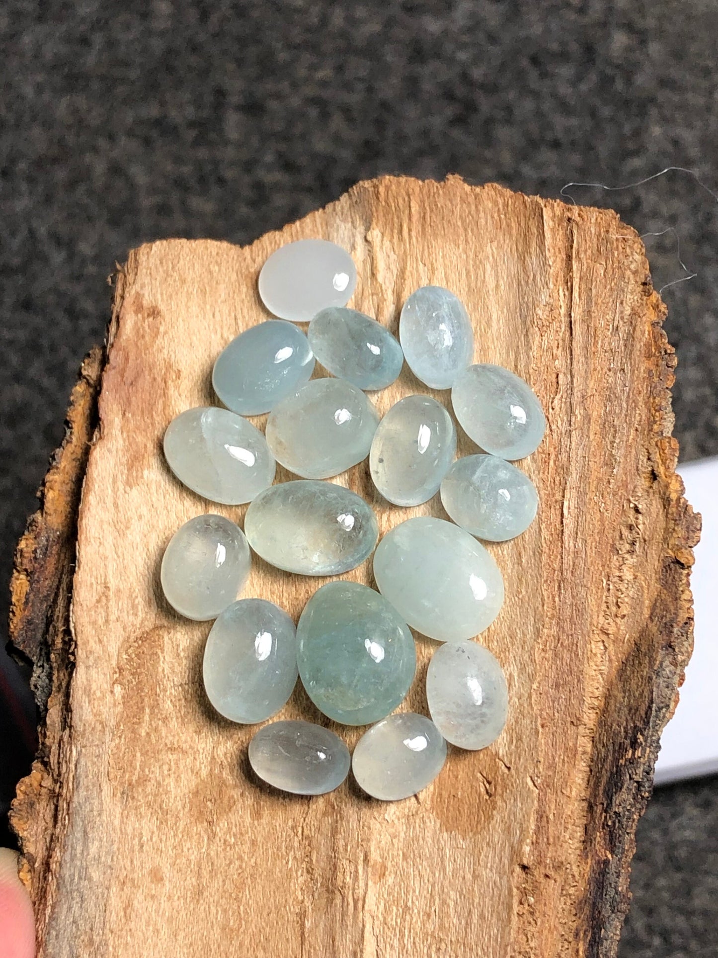 Natural aquamarine cabochons 72 carats oval shaped