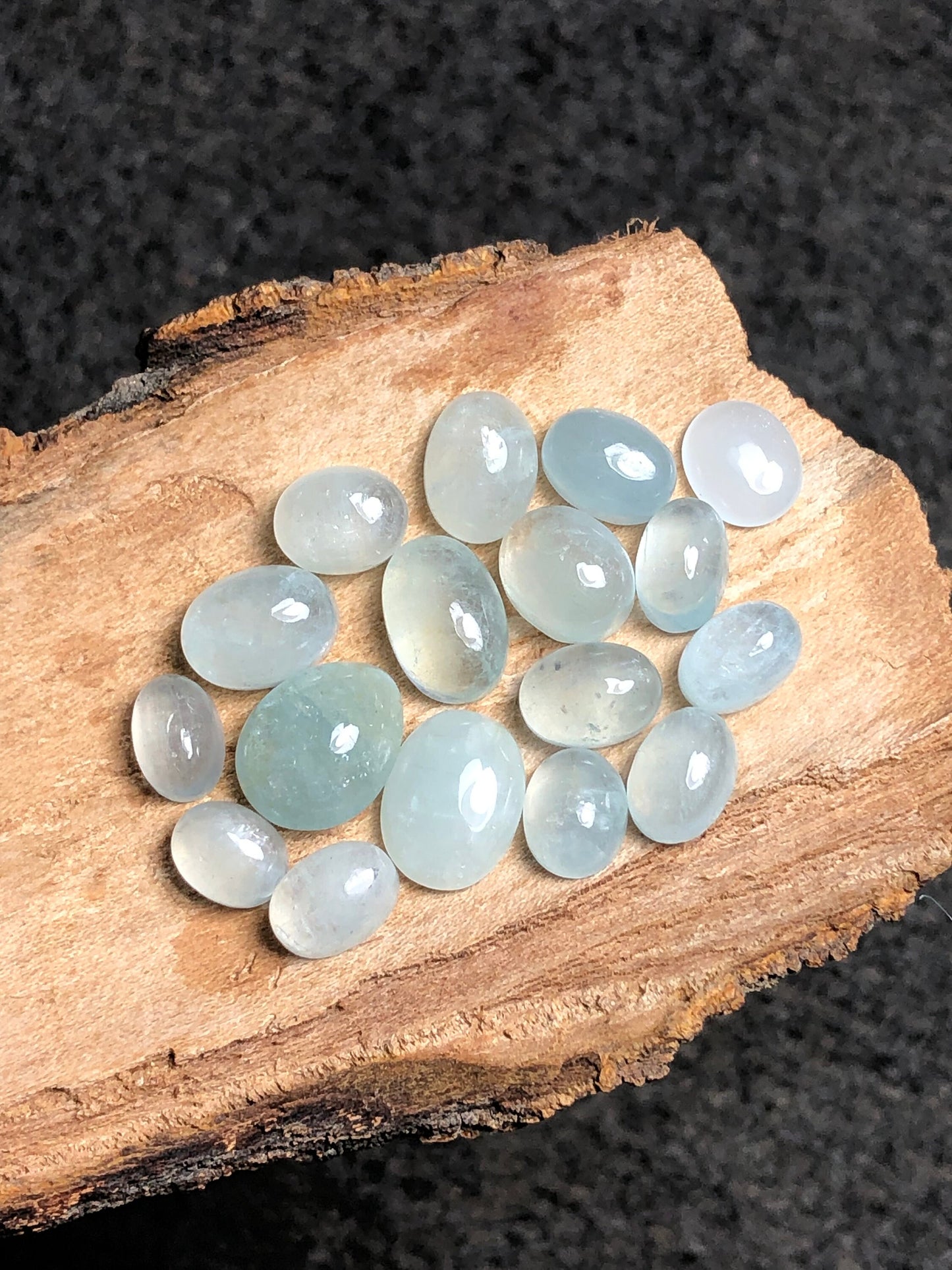 Natural aquamarine cabochons 72 carats oval shaped