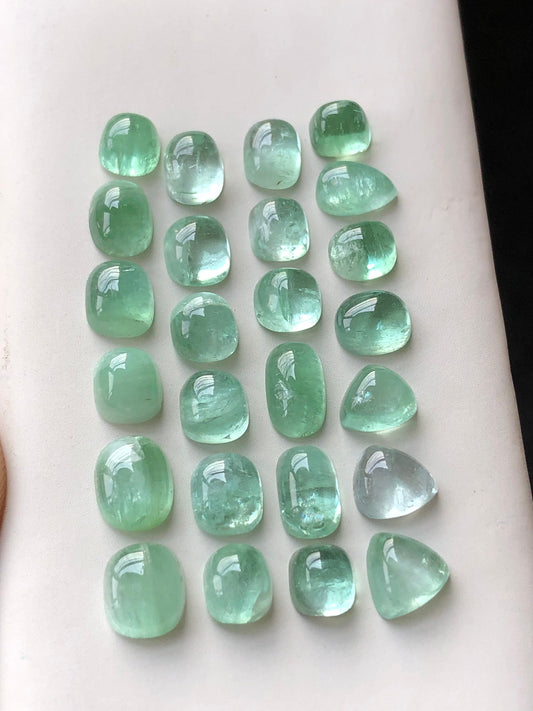 Mint green tourmaline cabochons flat back 36.80 carats