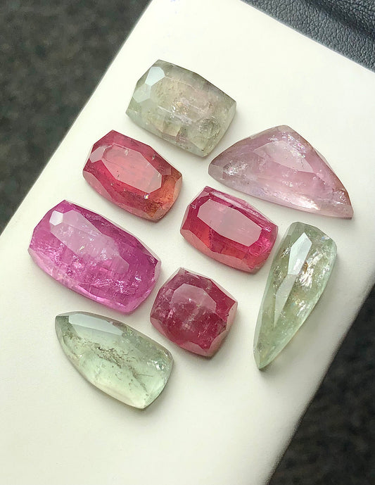 Multi tourmaline rose cuts 64.50 carats flat back natural origin Afghanistan