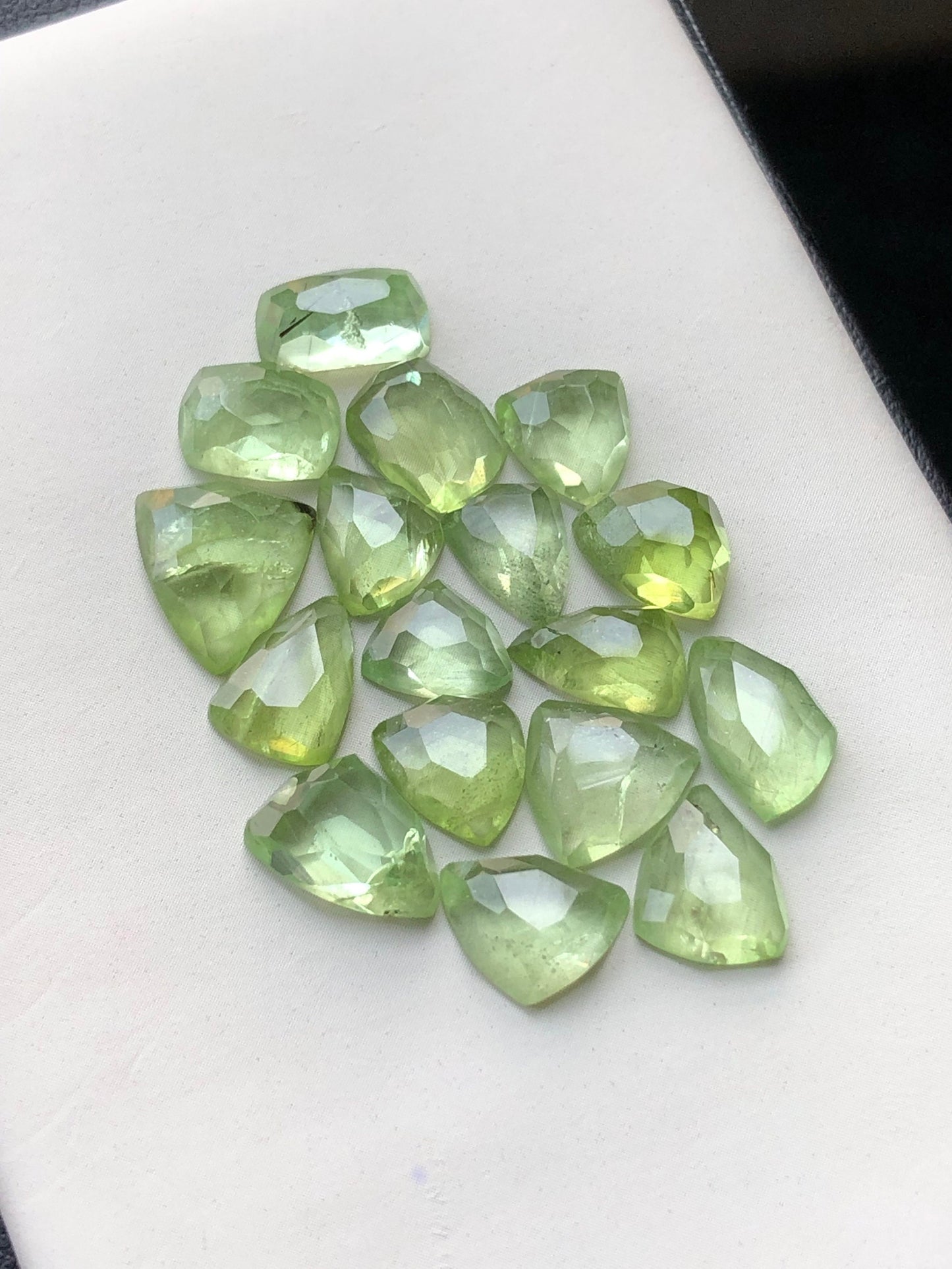 Peridot rose cuts natural 58 carats flat bacj