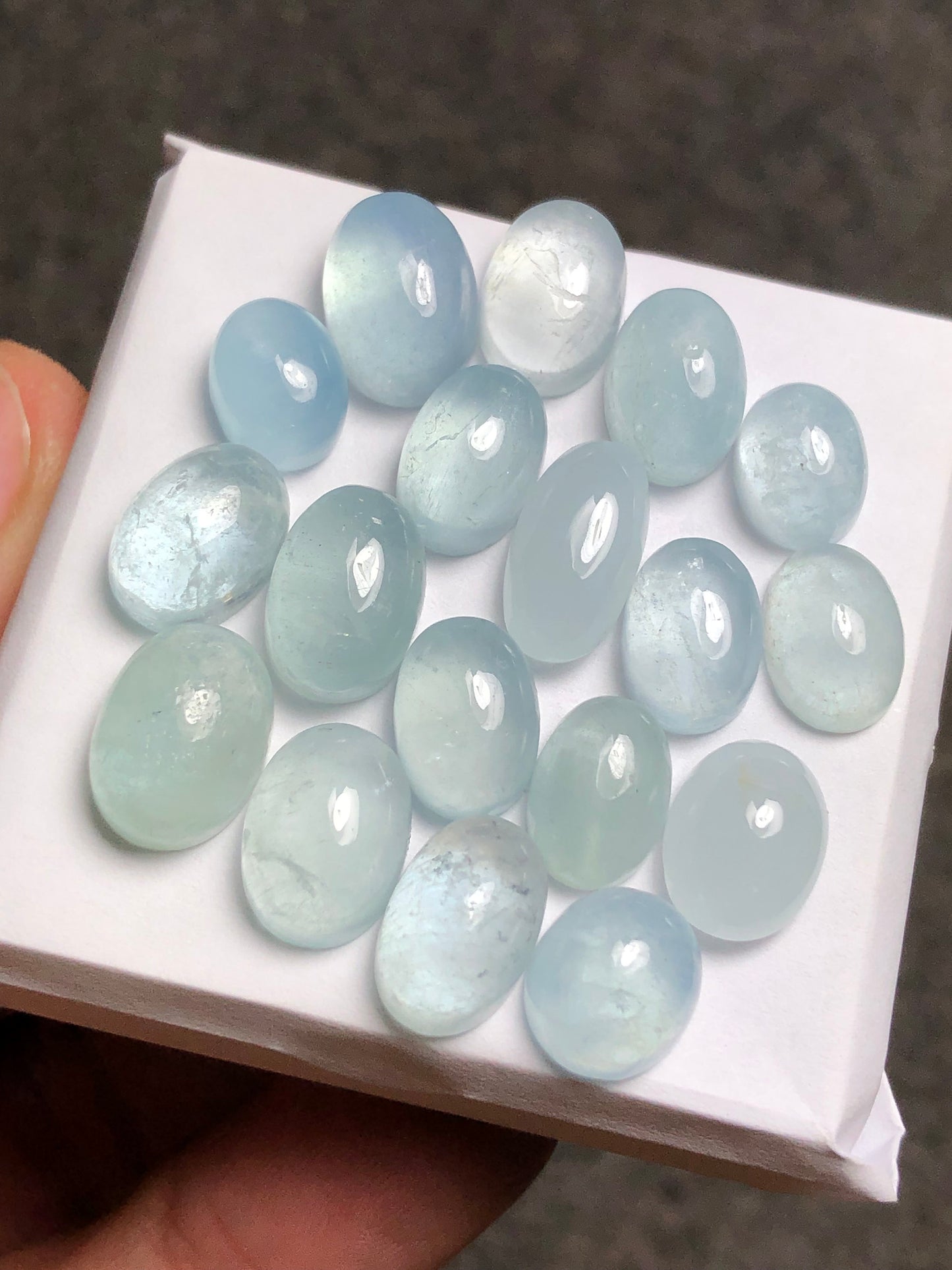 Natural aquamarine cabochons 70 carats Oval shapes 10mm to 16mm