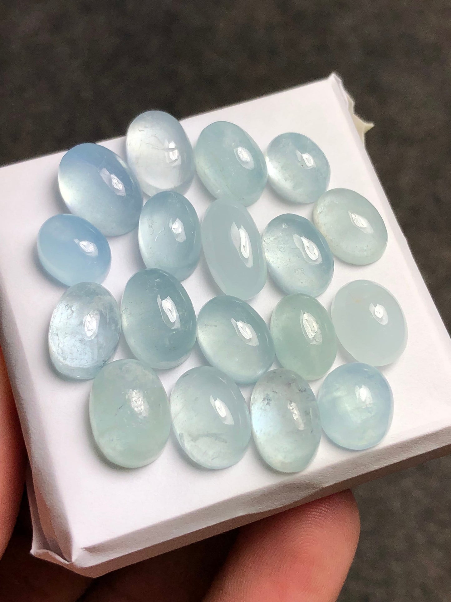 Natural aquamarine cabochons 70 carats Oval shapes 10mm to 16mm