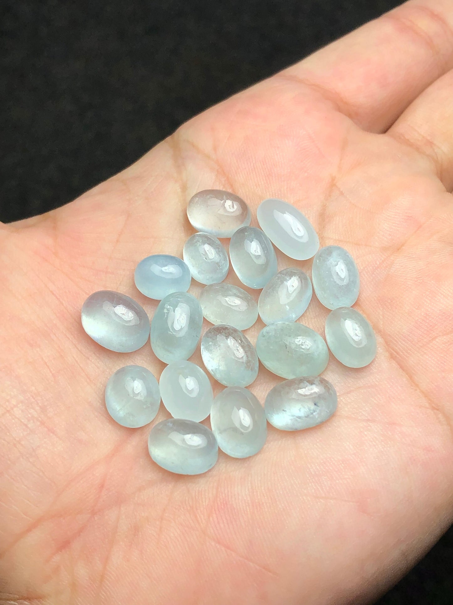 Natural aquamarine cabochons 70 carats Oval shapes 10mm to 16mm