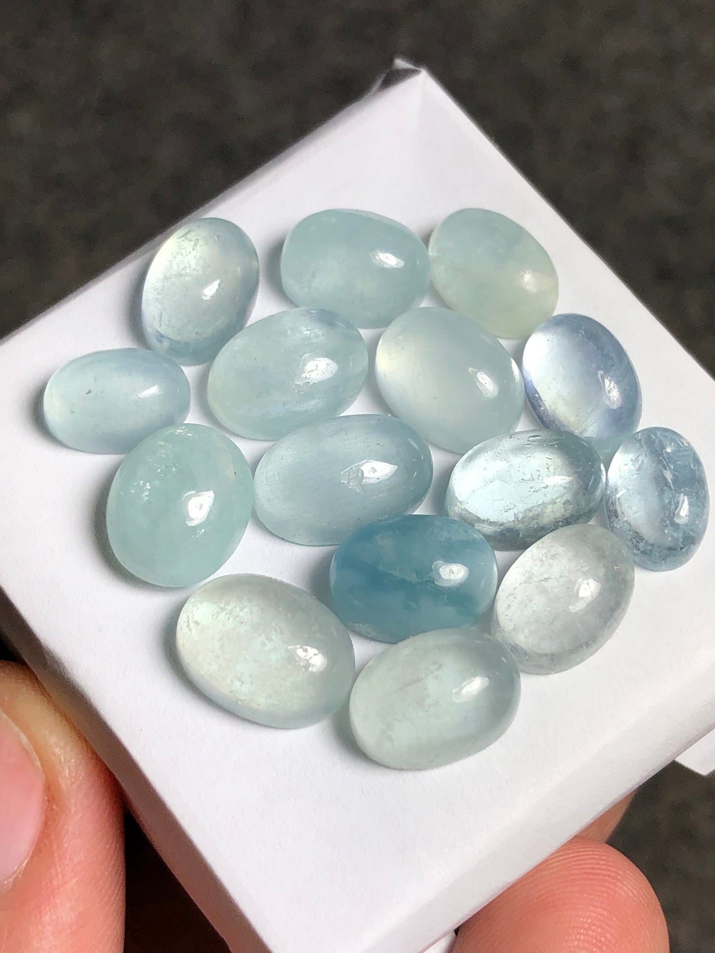 Natural aquamarine cabochons 59.50 carats oval shapes