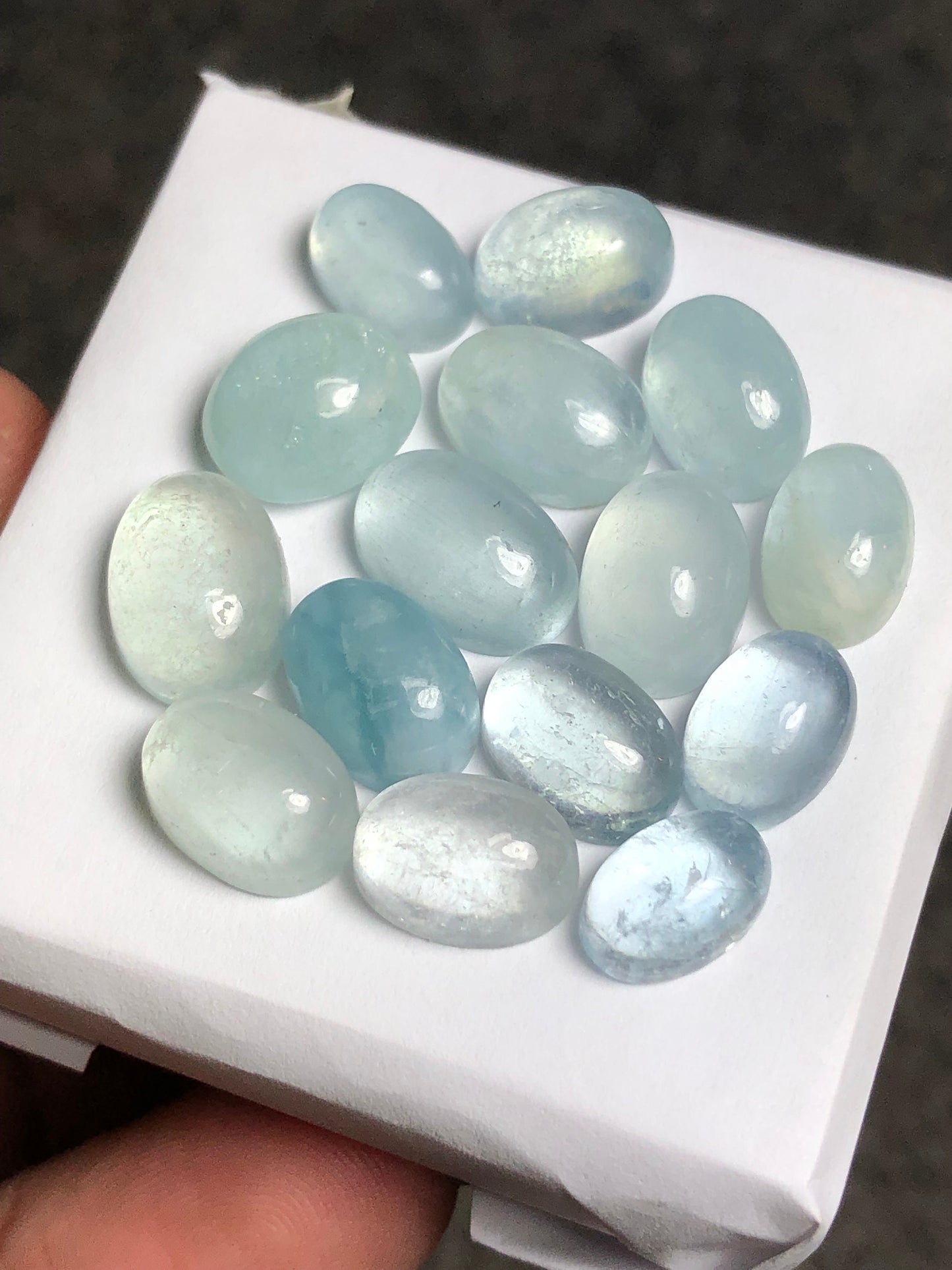 Natural aquamarine cabochons 59.50 carats oval shapes