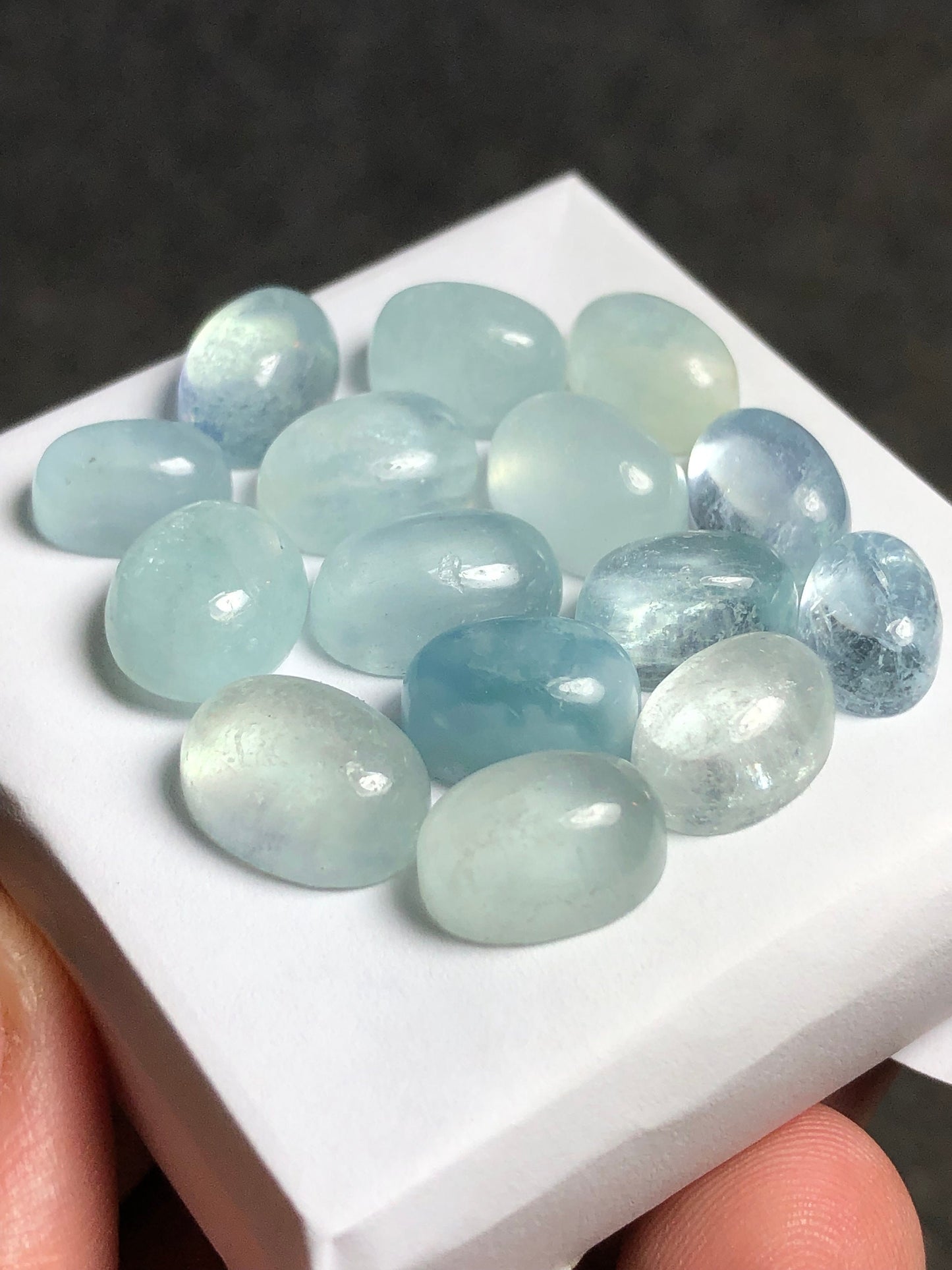 Natural aquamarine cabochons 59.50 carats oval shapes