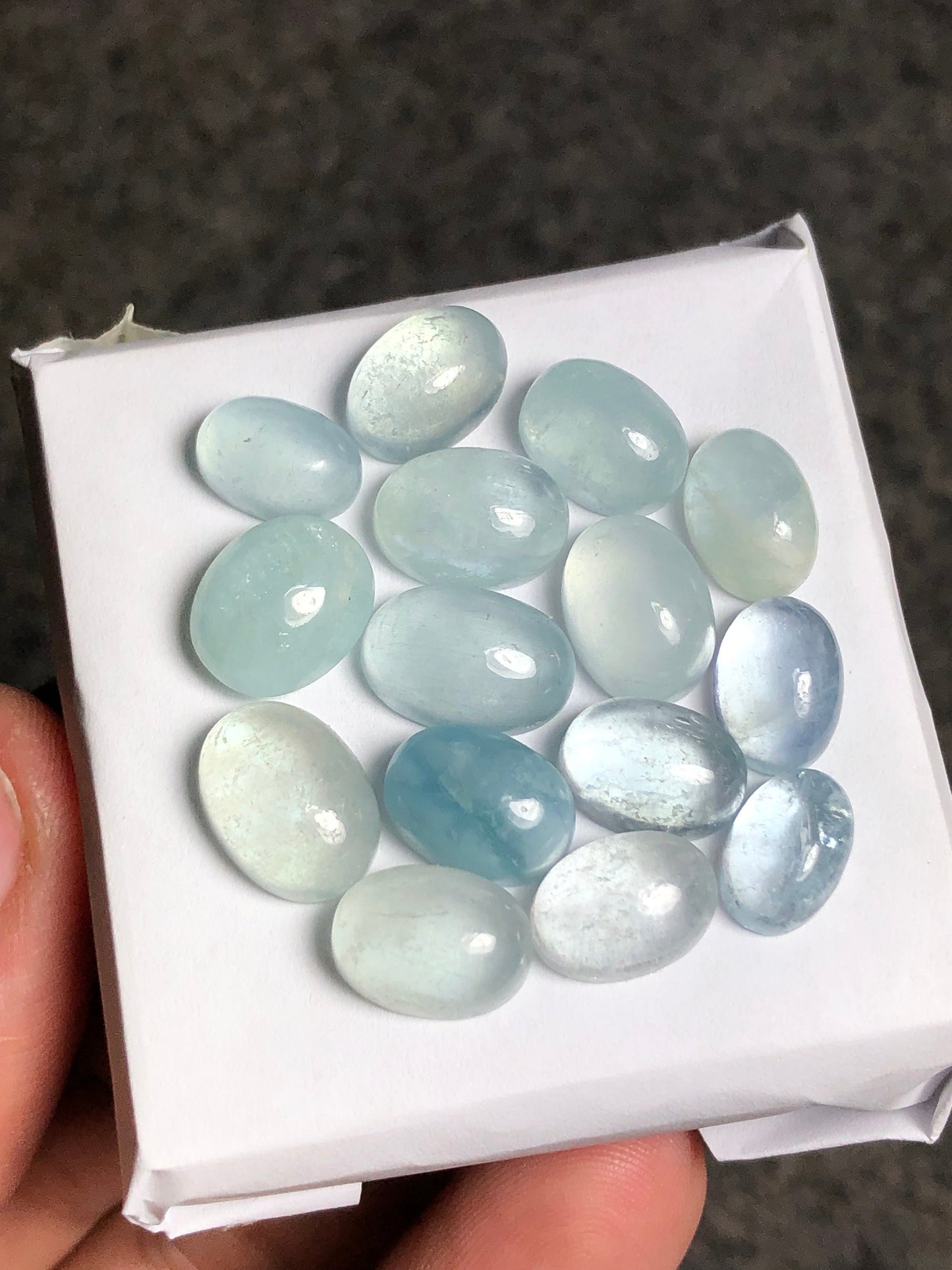 Natural aquamarine cabochons 59.50 carats oval shapes