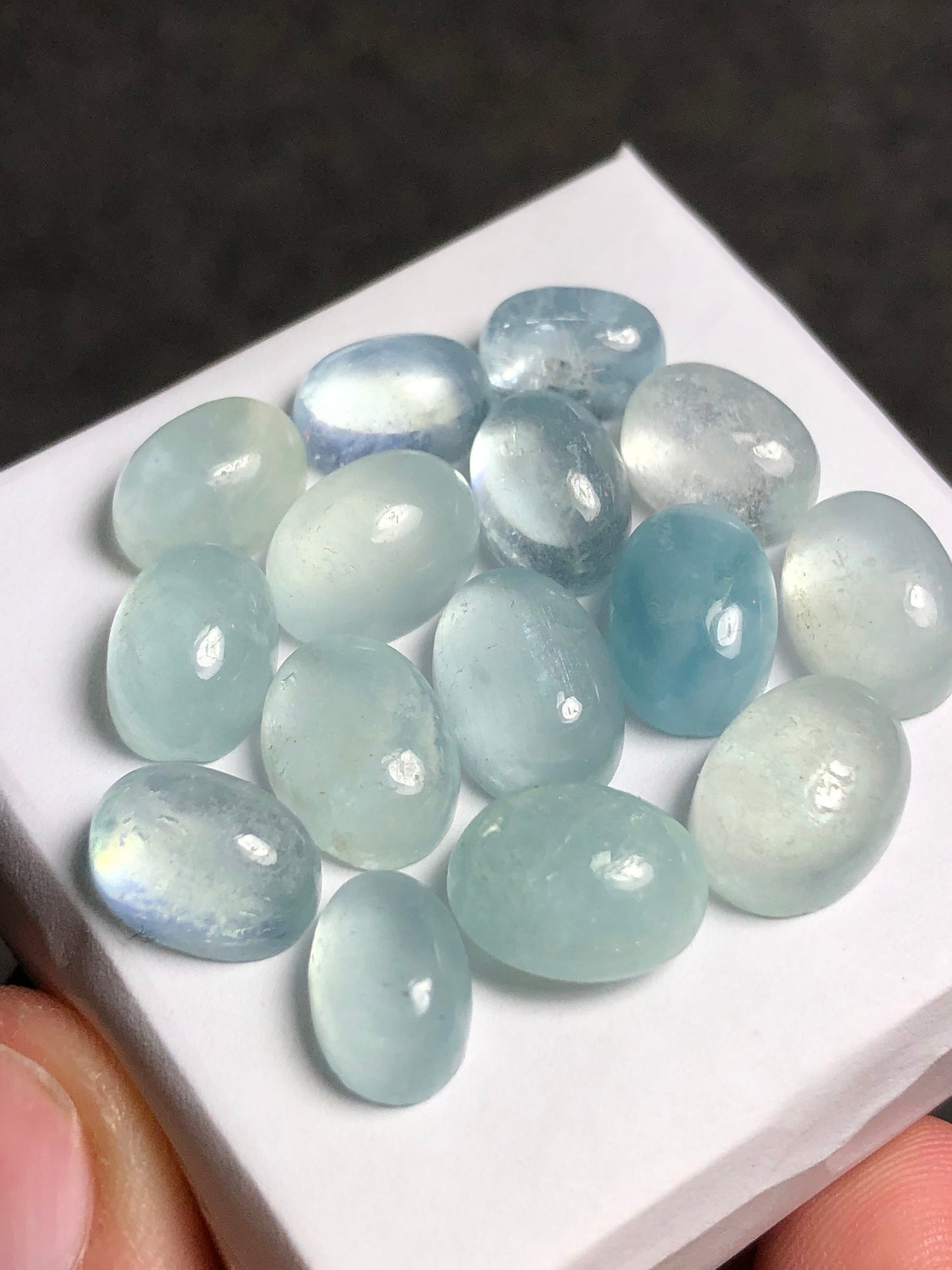 Natural aquamarine cabochons 59.50 carats oval shapes