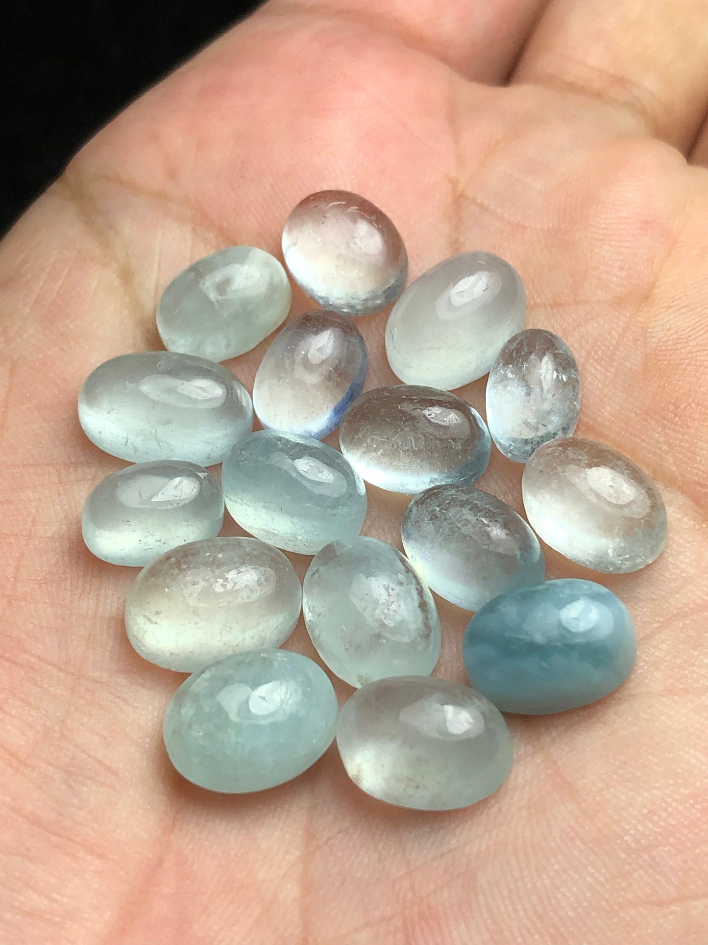 Natural aquamarine cabochons 59.50 carats oval shapes