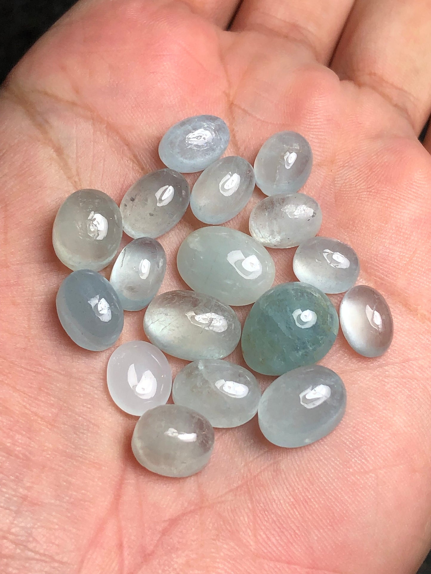 Natural aquamarine cabochons 72 carats oval shaped