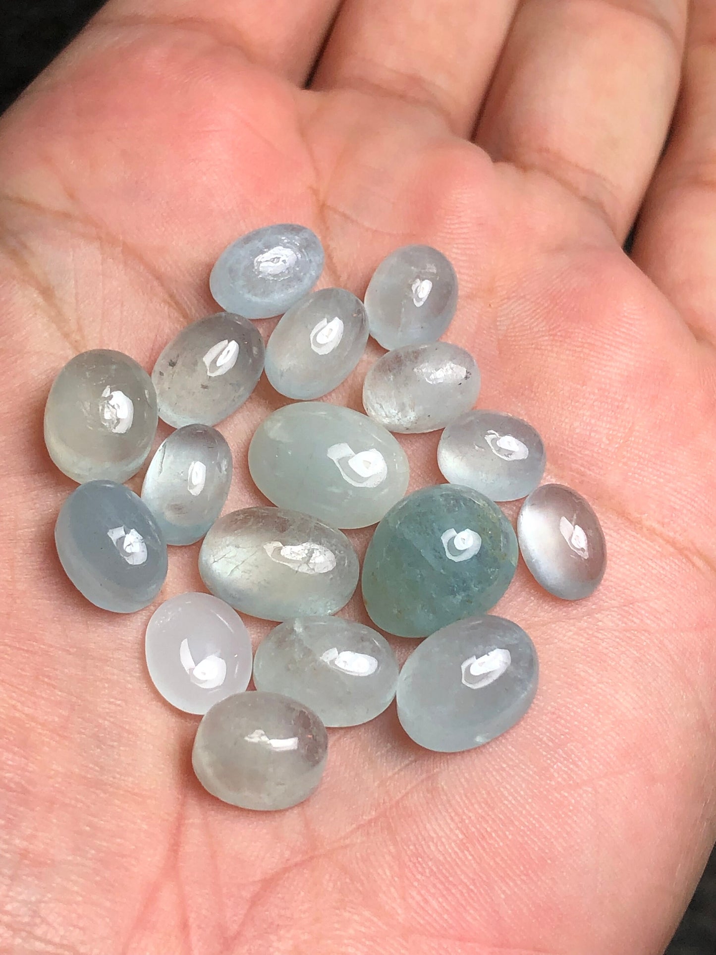 Natural aquamarine cabochons 72 carats oval shaped