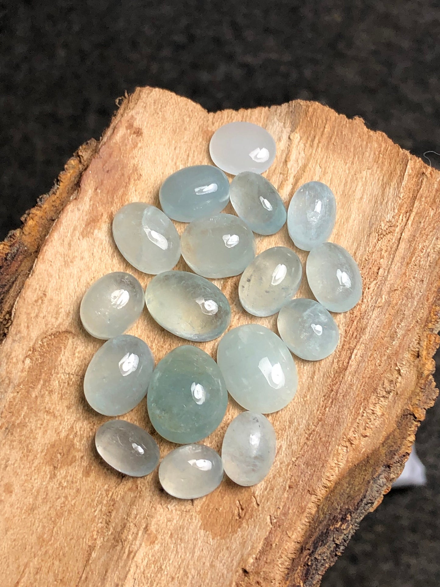 Natural aquamarine cabochons 72 carats oval shaped