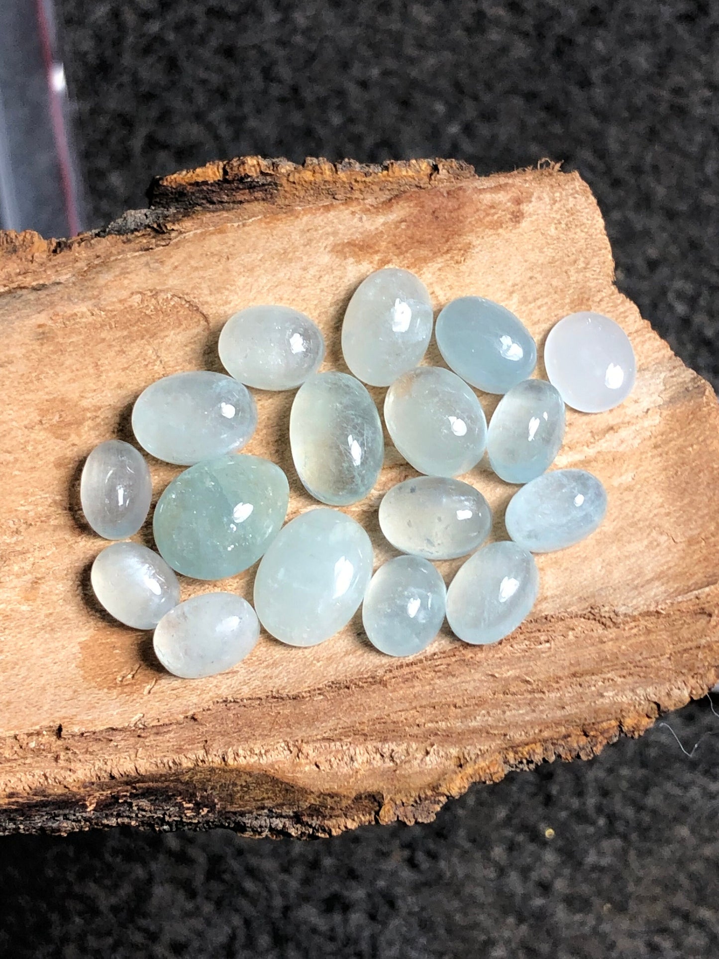 Natural aquamarine cabochons 72 carats oval shaped