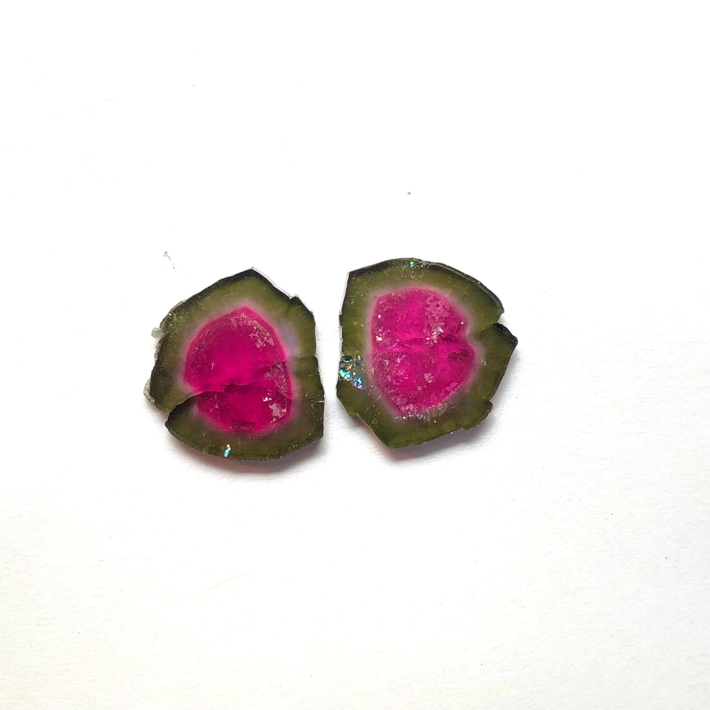 Watermelon tourmaline slice pair 15.30 carats