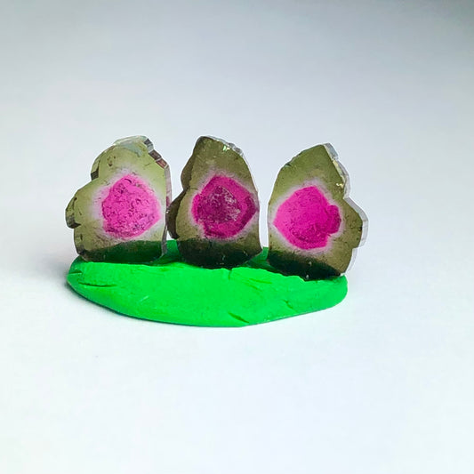 Watermelon tourmaline slice pairs