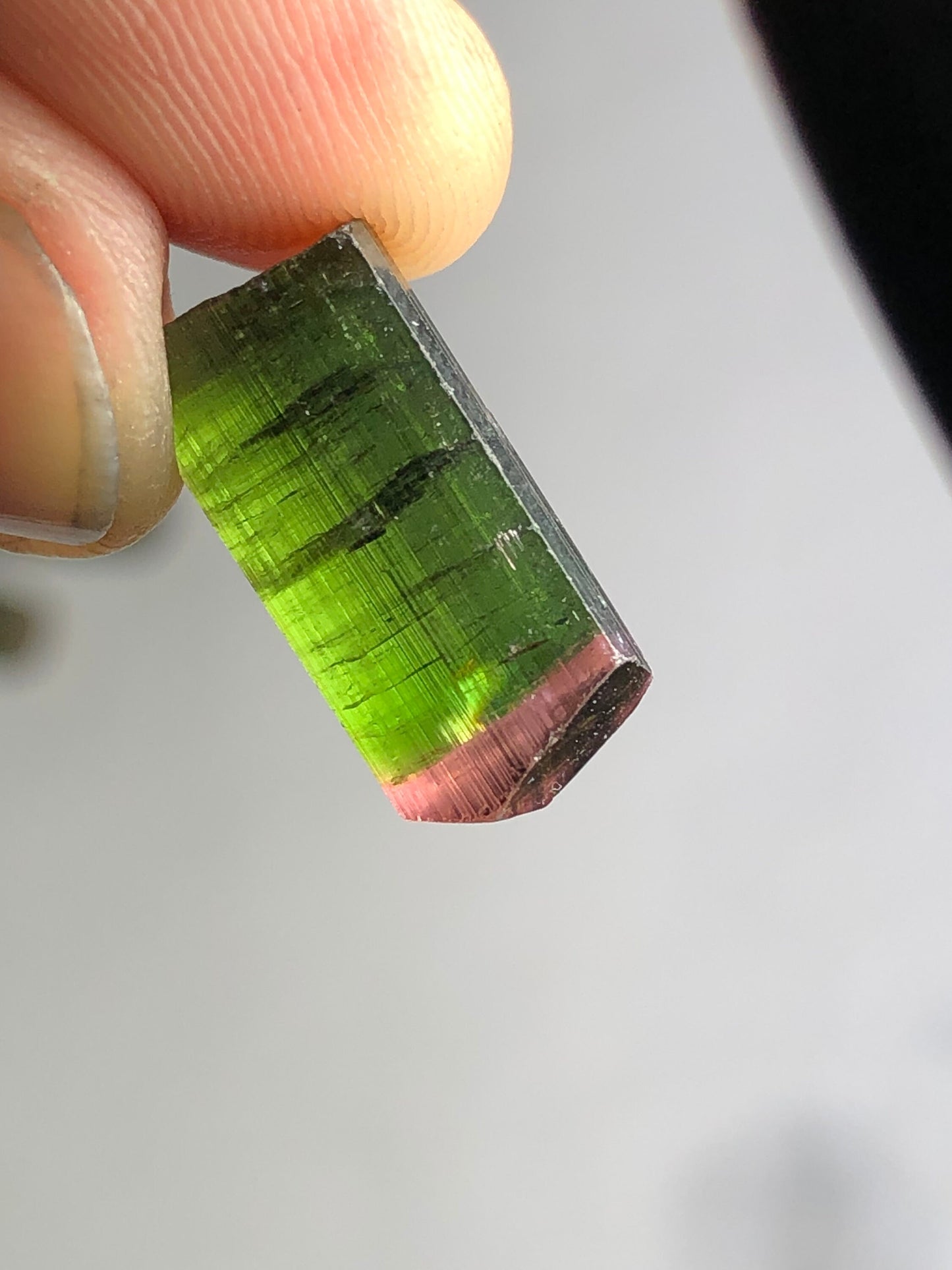 17 carat natural bi colour tourmaline crystal