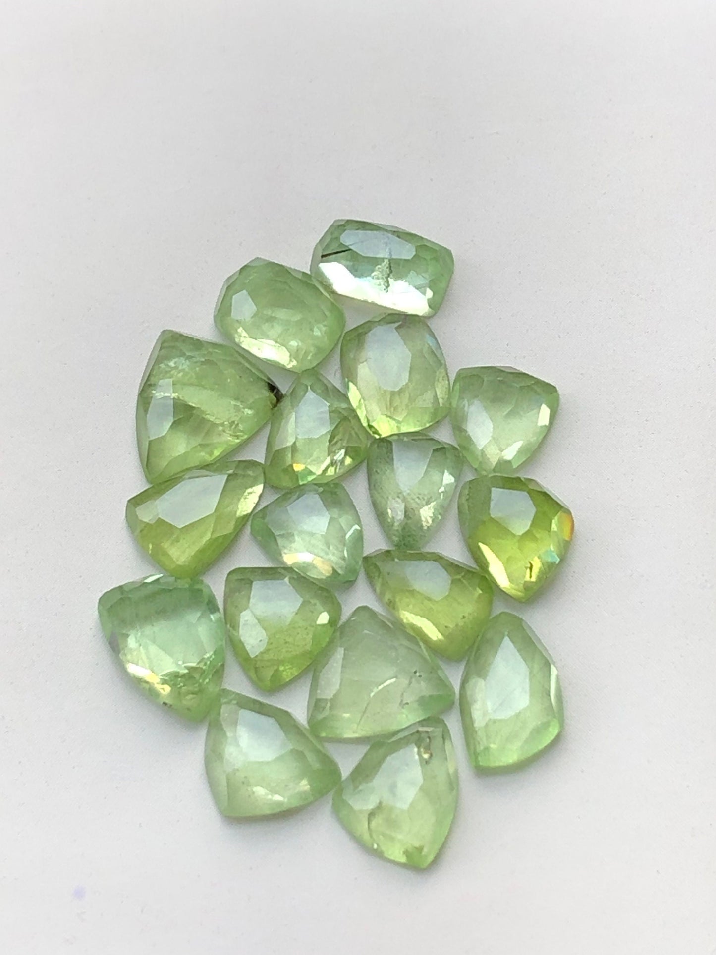 Peridot rose cuts natural 58 carats flat bacj