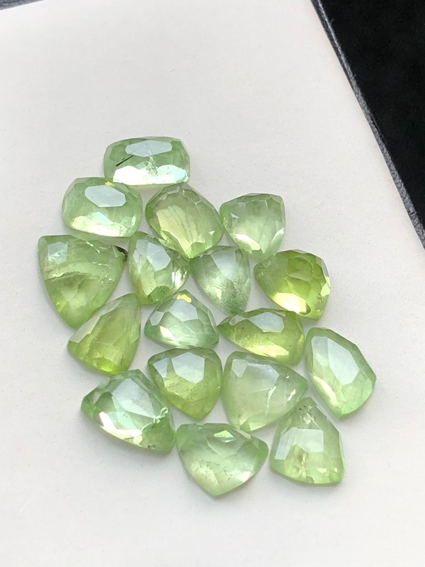 Peridot rose cuts natural 58 carats flat bacj