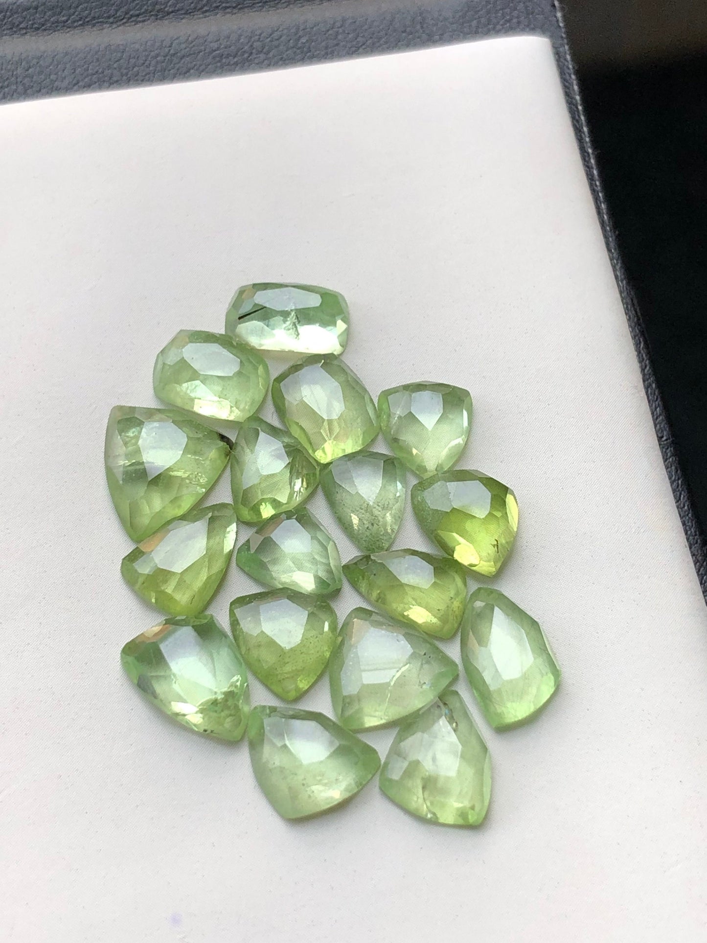 Peridot rose cuts natural 58 carats flat bacj